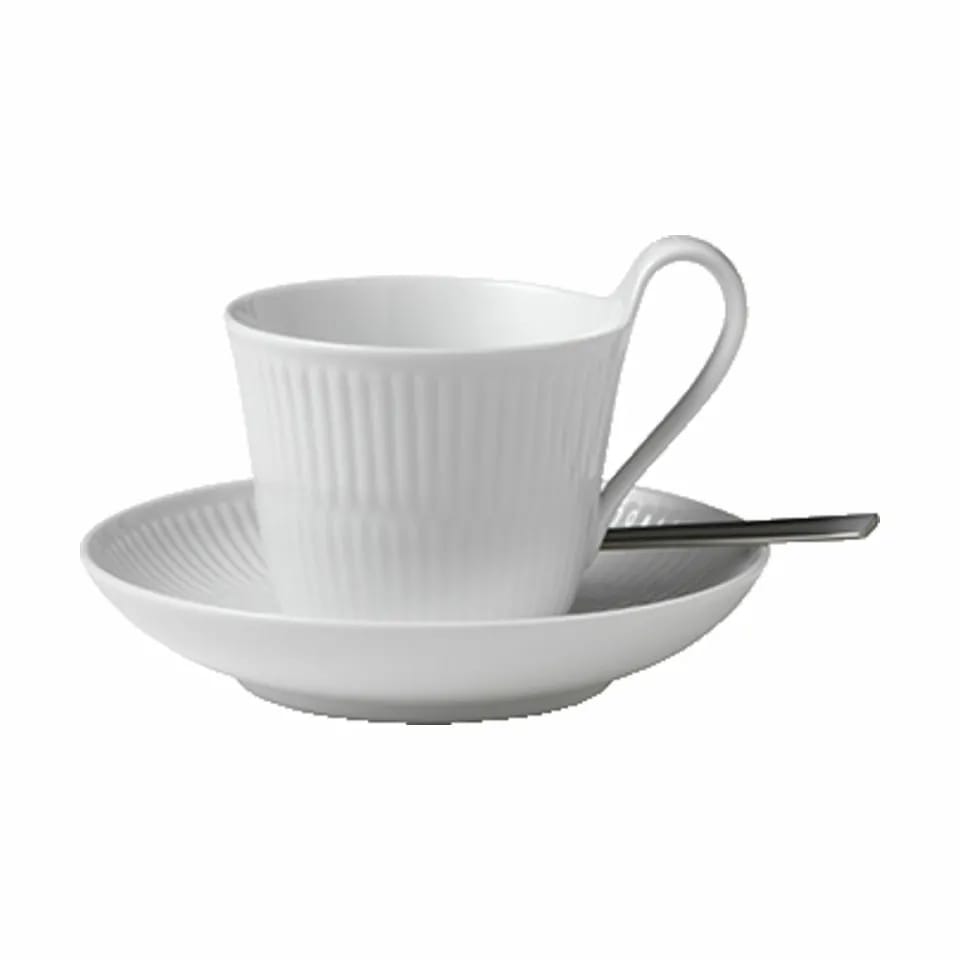Royal Copenhagen Krus og kopper med hank Hvid Riflet Højhankskop i Hvid, 3
