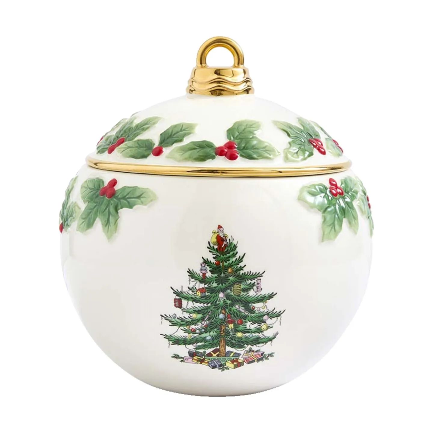Spode Krukker med låg Christmas Tree Krukke i Rød/grøn/hvid, 1