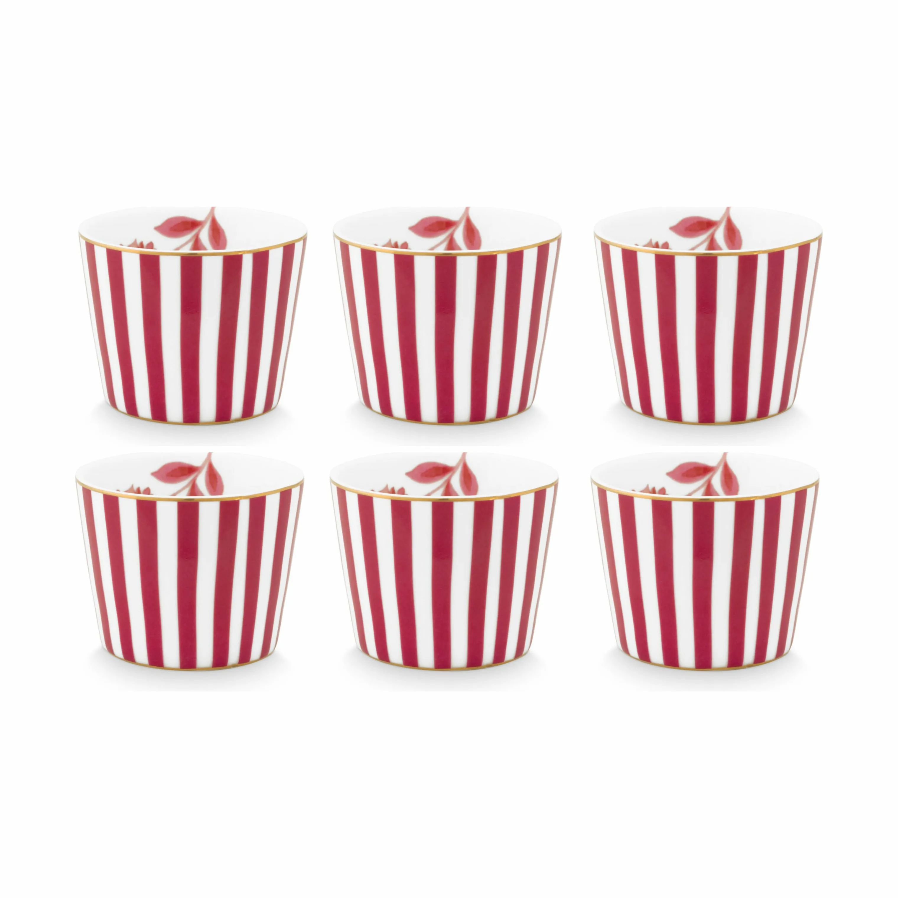 PIP Studio Æggebægere Royal Stripes Æggebæger - 6 stk. i Dark Pink, 1