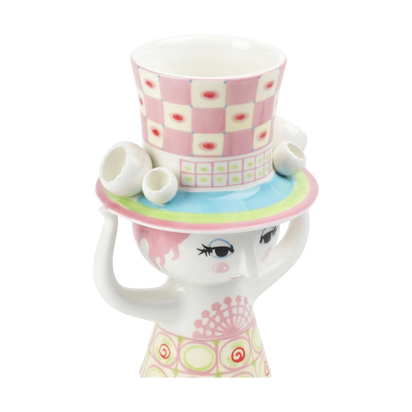Bjørn Wiinblad Vaser Lady With Hat Vase i Pink/Gul, 5