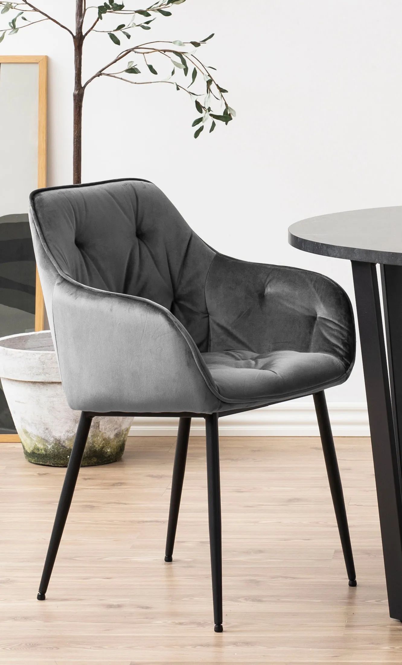 CASA Living Spisebordsstole Brooke Spisebordsstol - 2 stk. i mørkegrå/sort, 3