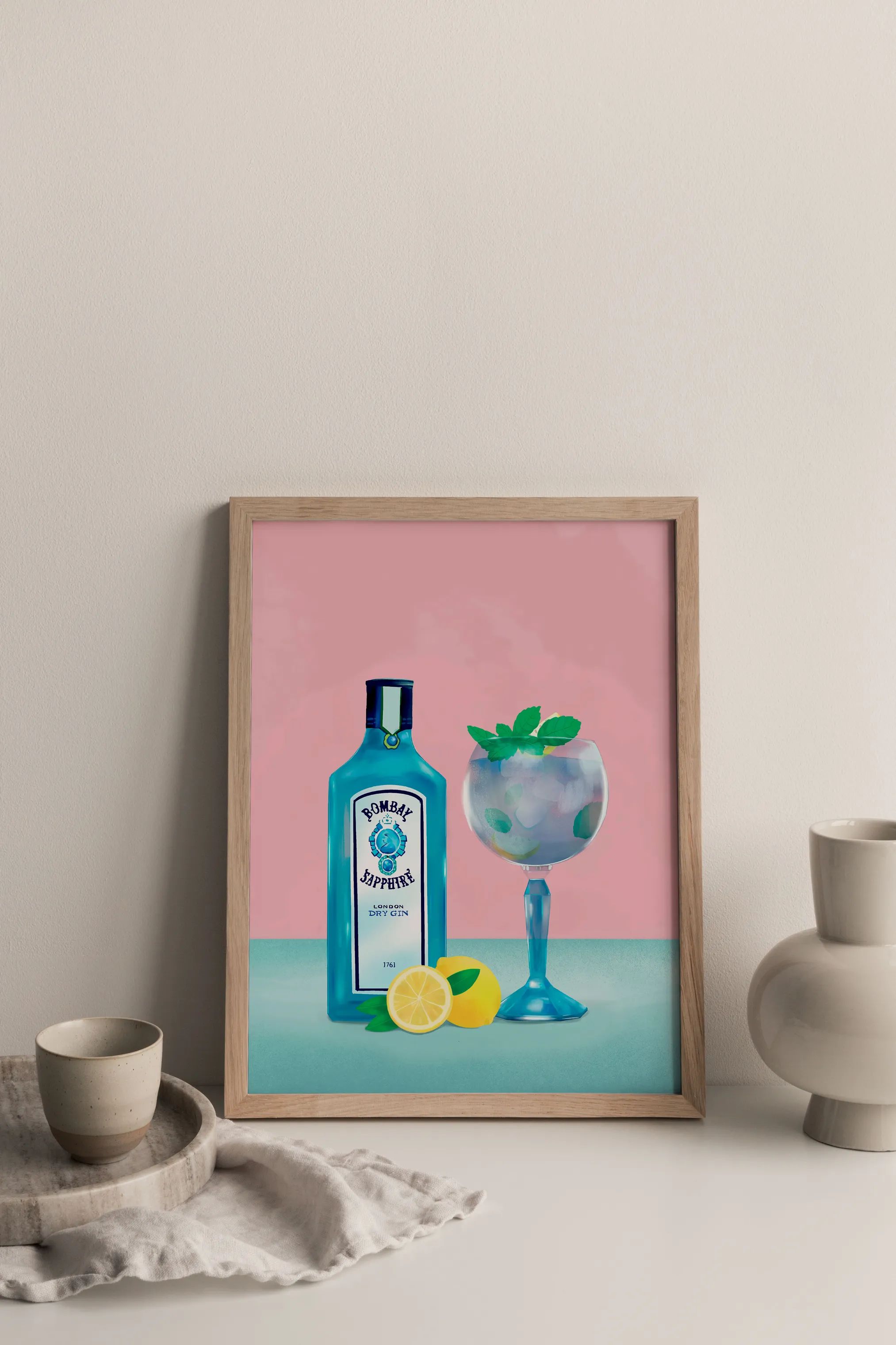 Poster&Frame Plakater Plakat - Gin Cocktail i Multifarvet, B30 x L40 cm, 2