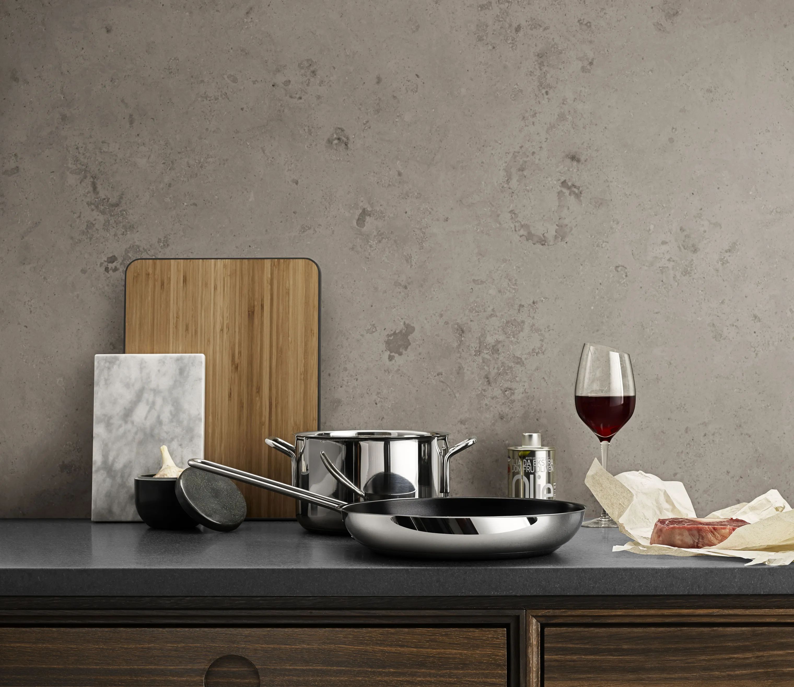 Eva Trio Stegepander Stainless Steel Keramisk Rec. Stainless Steel Stegepande i 28 cm, 5