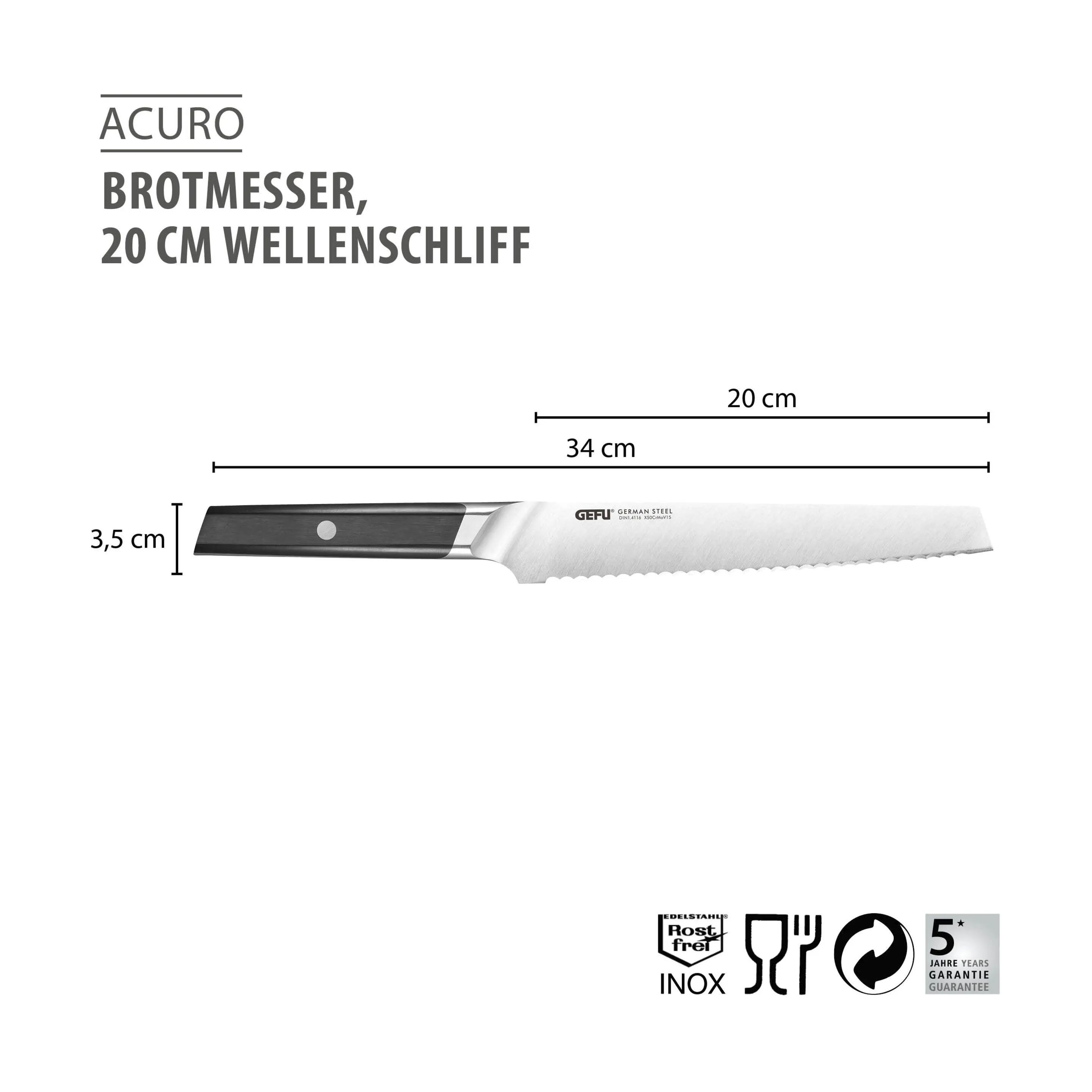 Gefu Brødknive Acuro Brødkniv i Sort/Sølv, 2