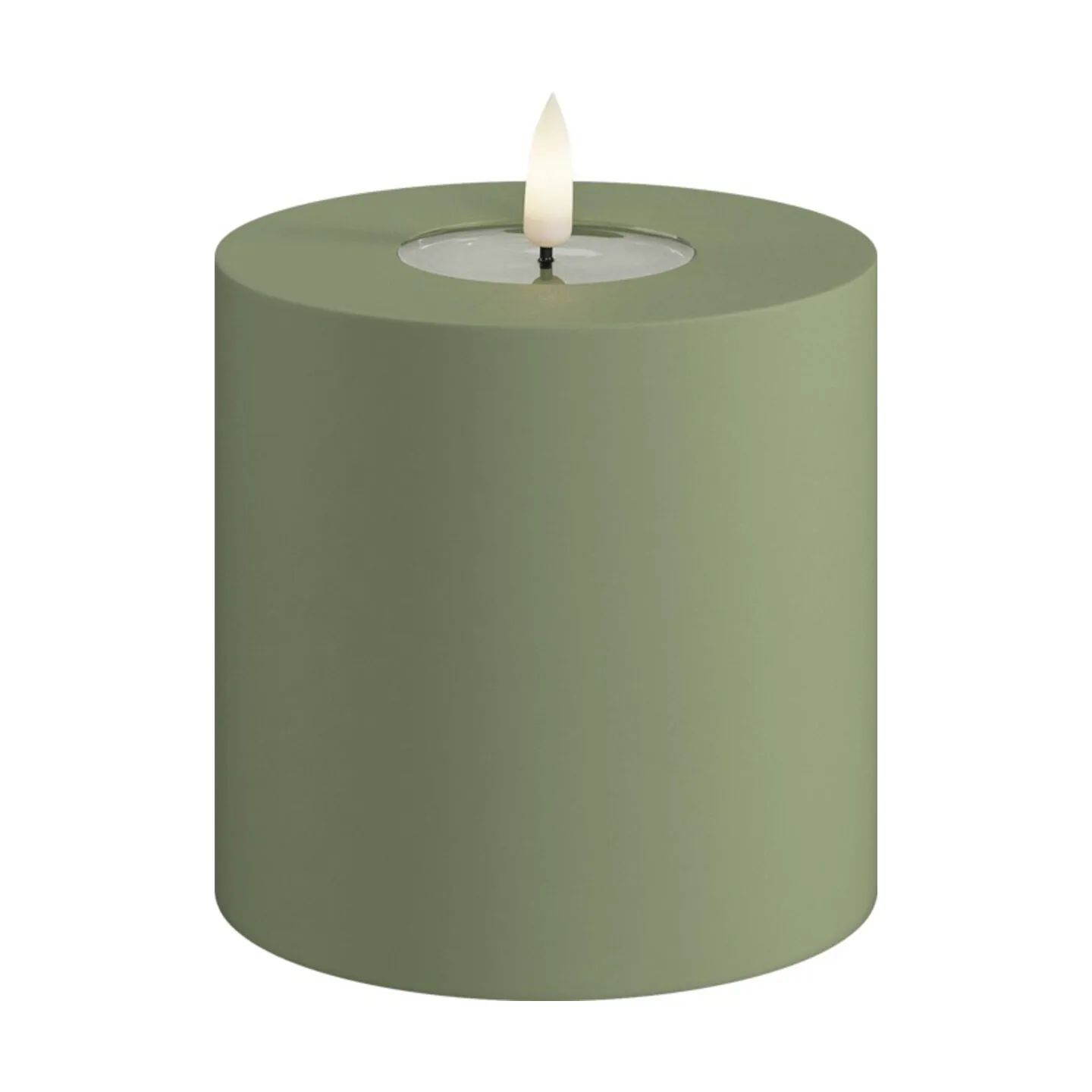 Deluxe Homeart LED-lys Real Flame LED Udendørs Bloklys i Støvet Grøn, 10 cm, 1