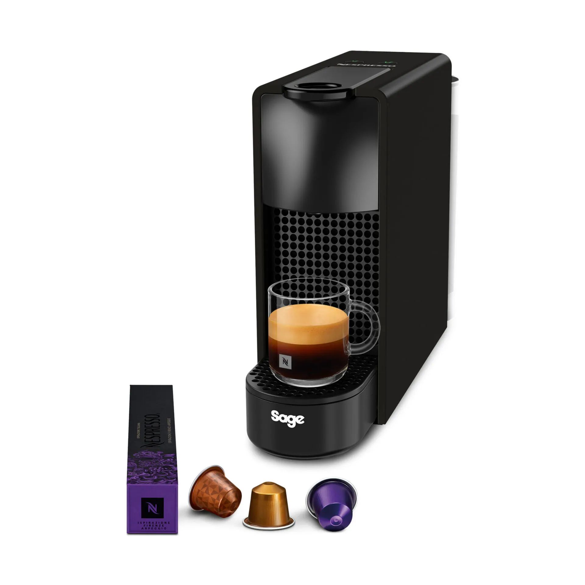 Sage Nespresso kapselmaskiner Essenza Mini 220 Kapsel Kaffemaskine i Black, 1