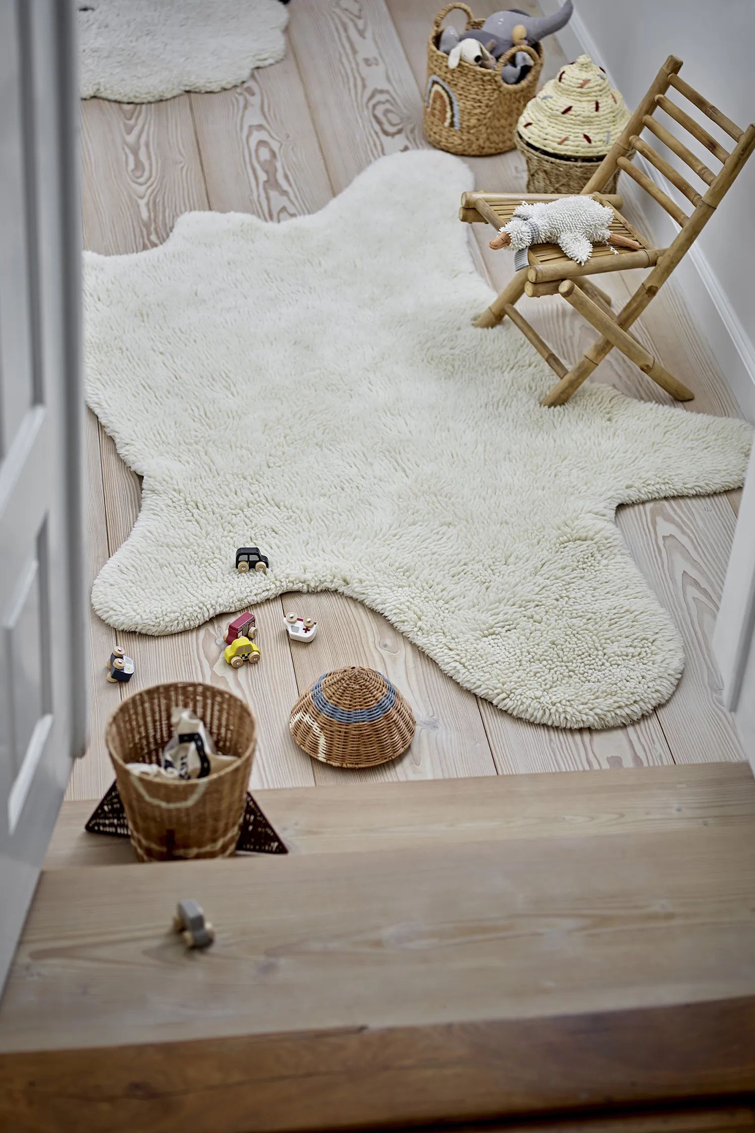 Bloomingville Mini Gulvtæpper Bear Tæppe i Hvid, 2