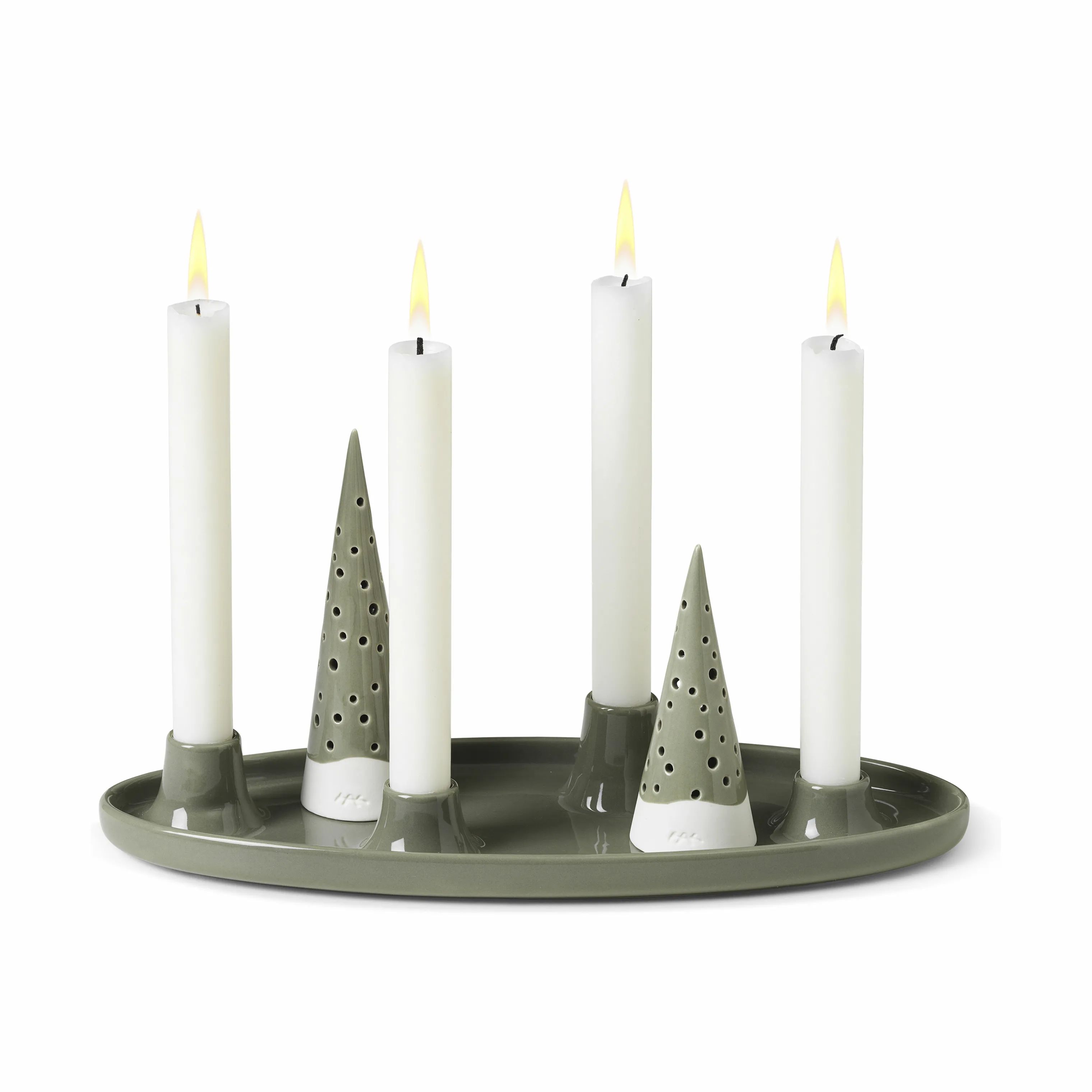 Kähler Kronelysestage Nobili Adventsstage i Olivengrøn, 15,5 cm, 4