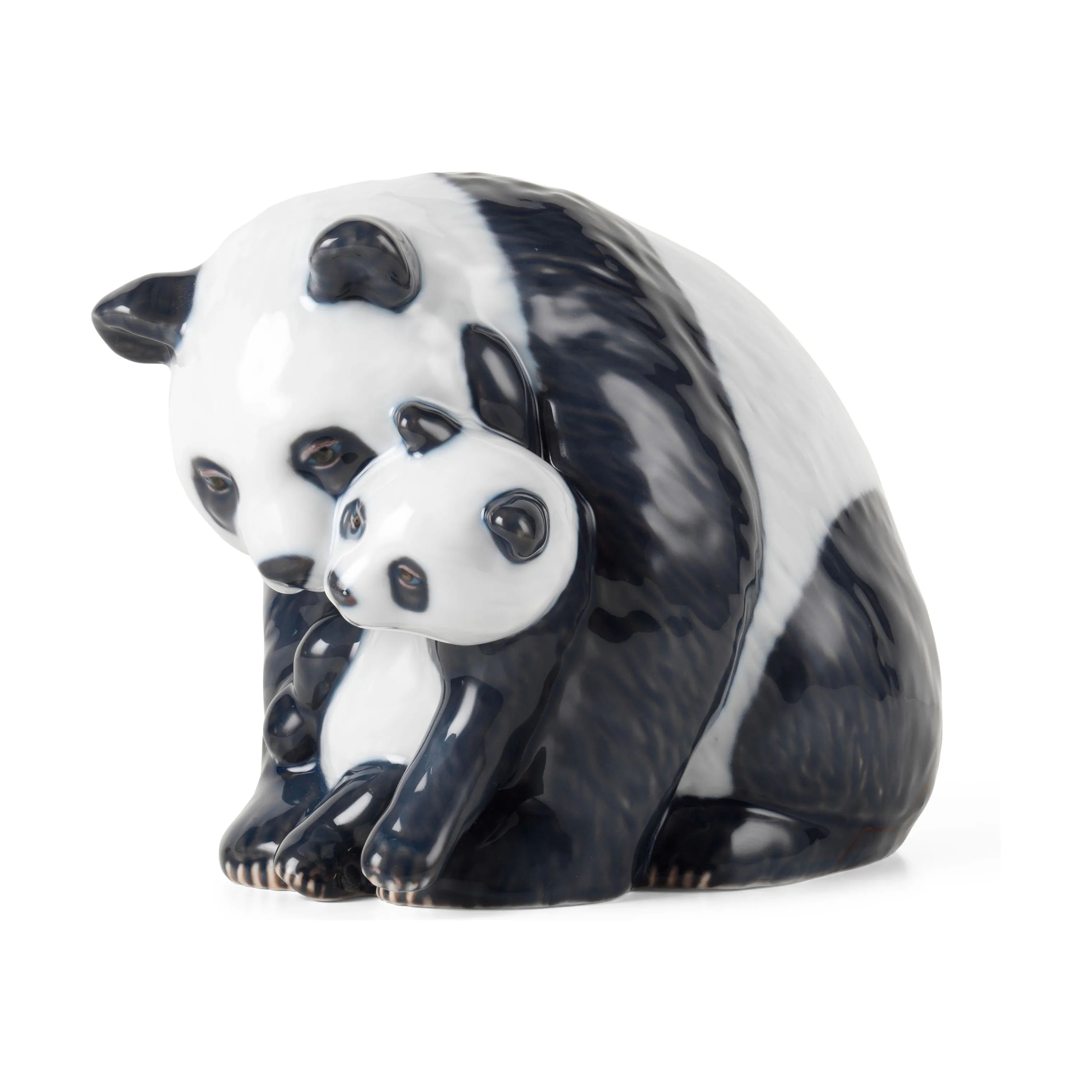 Royal Copenhagen Dyrefigurer Figurine Figur - Panda med Unge i Hvid/Sort, 1