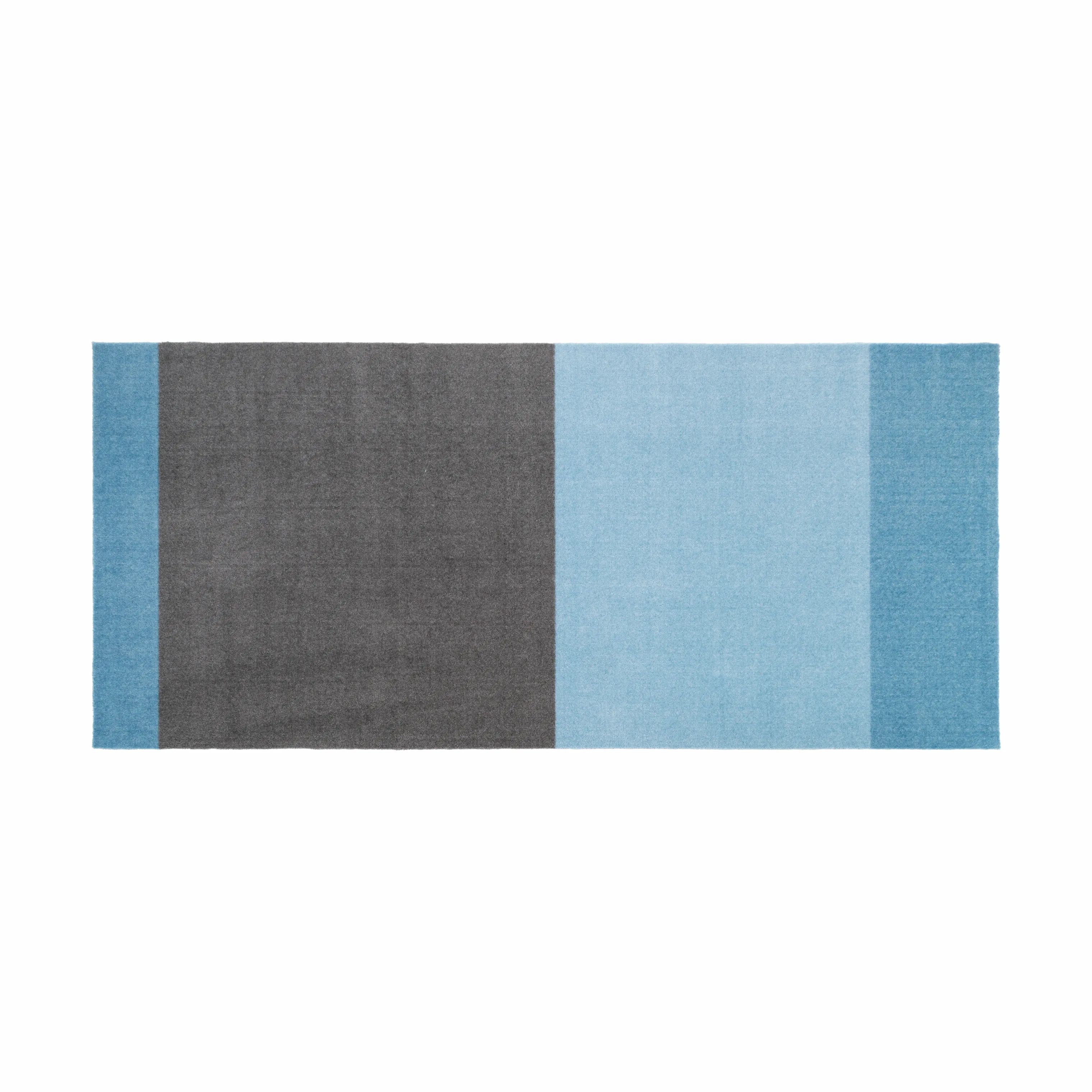 Tica Copenhagen Gulvtæpper Stripes Horisontal Gulvtæppe i Lyseblå/støvetblå/steelgrey, B90 x L200 cm, 1