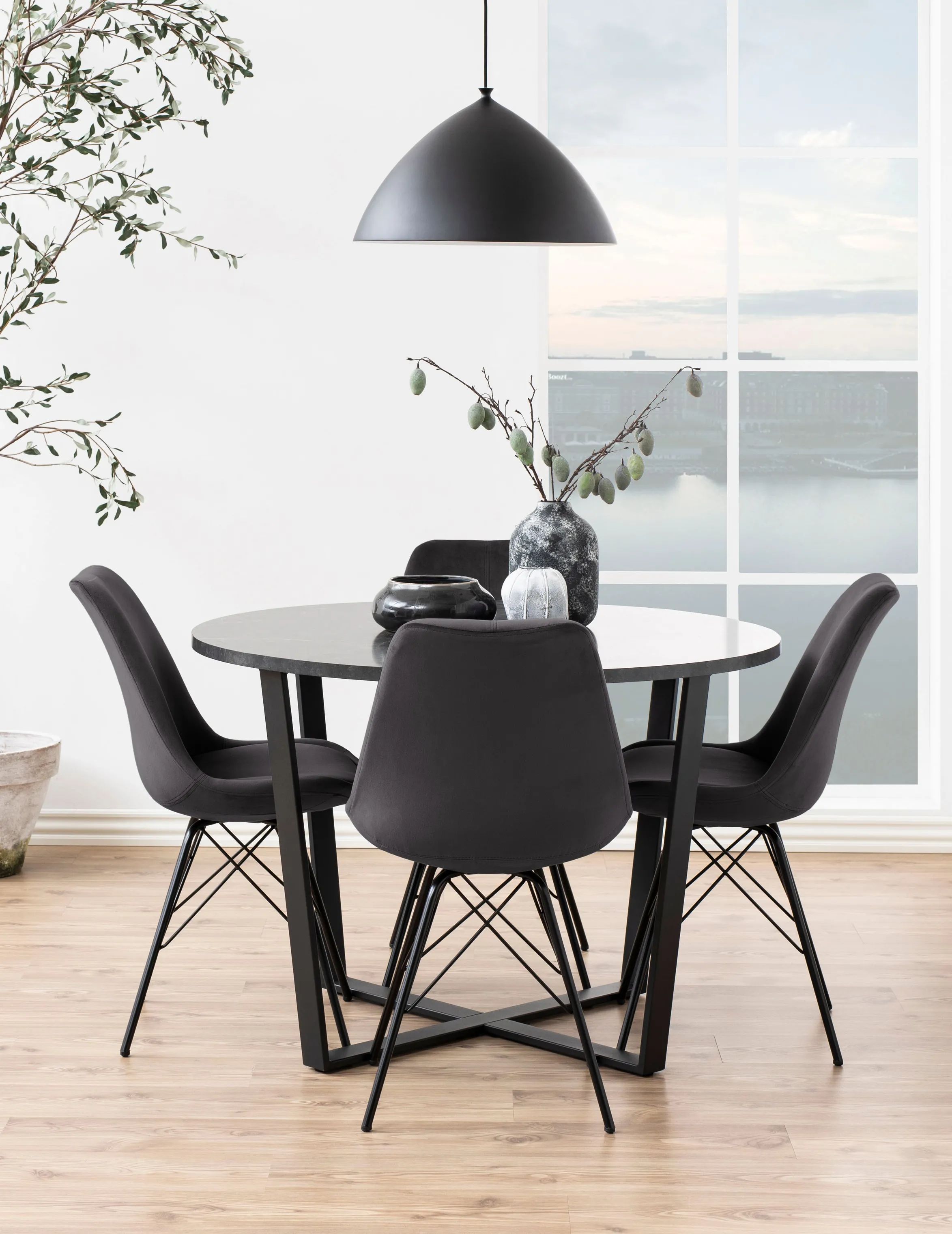 CASA Living Spisebordsstole Eris Spisebordsstol - 2 stk. i mørkegrå/sort, 2