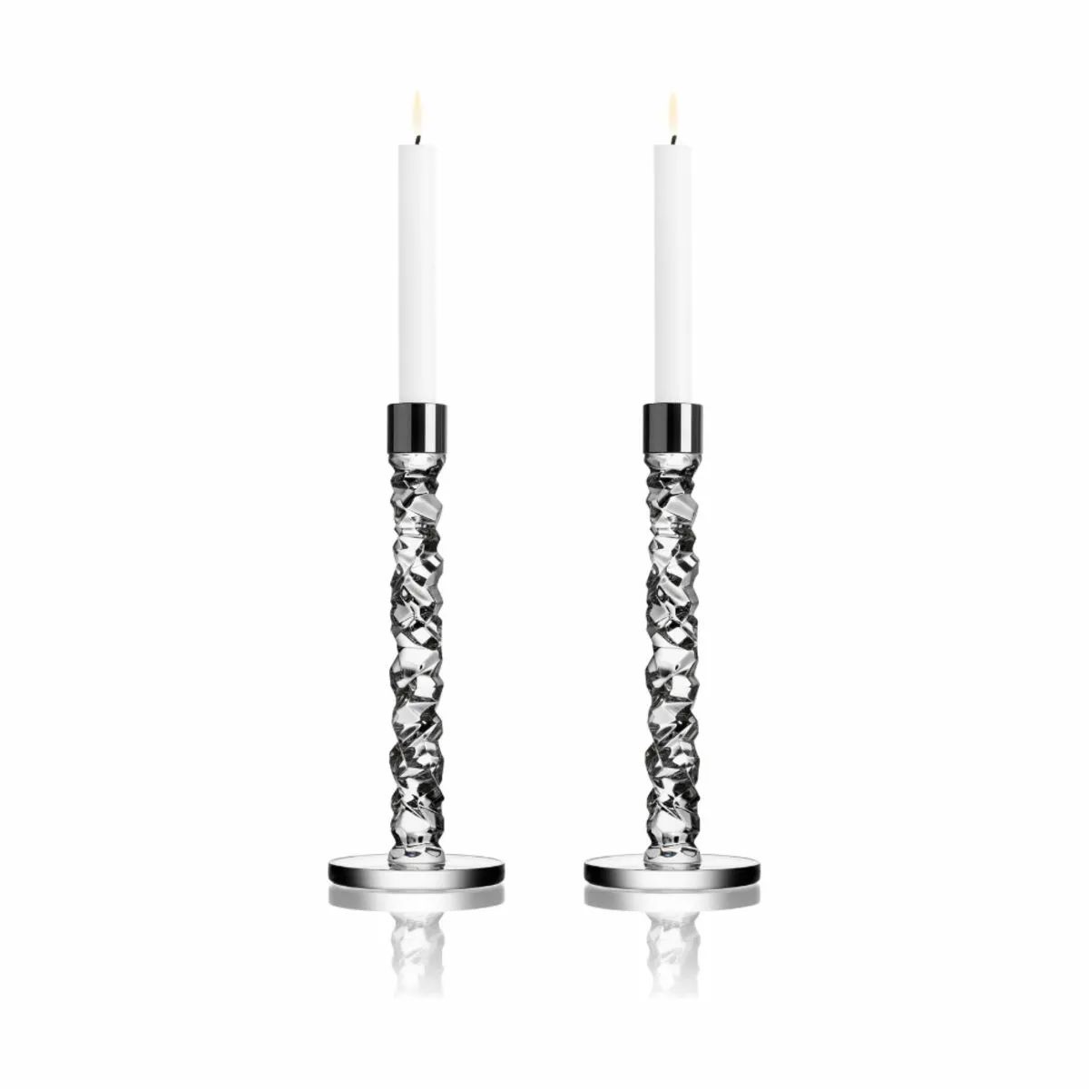 Orrefors Kronelysestage Carat Lysestage - 2 stk. i Klar/stål, 1