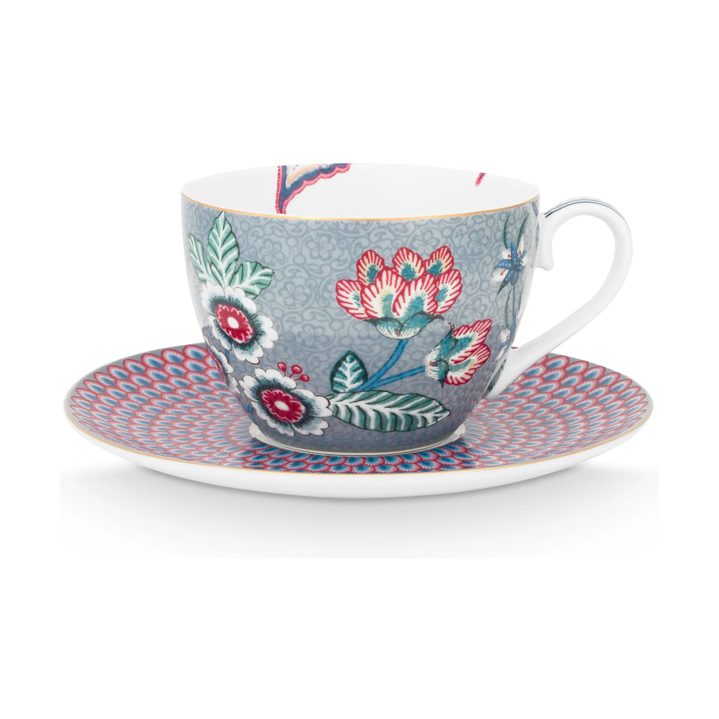 PIP Studio Krus og kopper med hank Flower Festival Kop m. underkop i Blue, 1