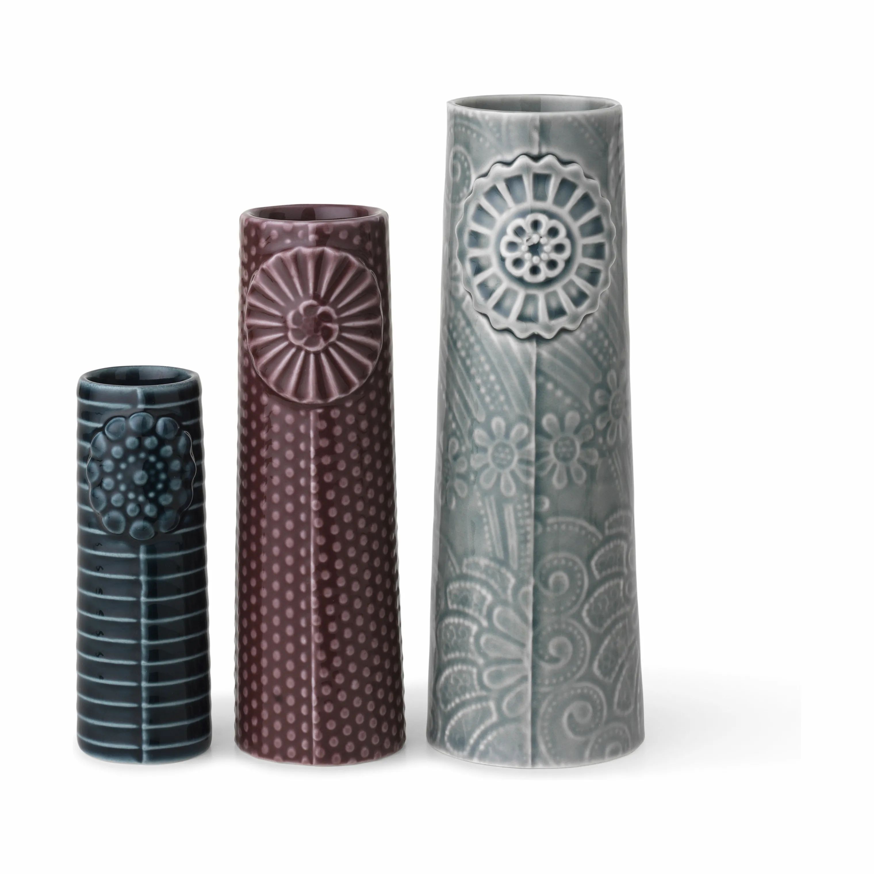 Dottir Vaser Pipanella Flock Vase - 3 stk. i Blueberry cake, 1