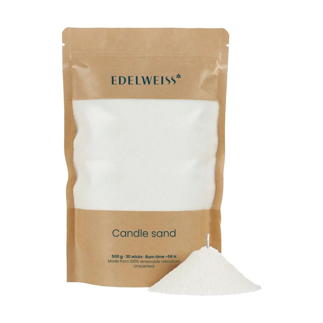 Lene Bjerre Fyrfadslys Edelweiss Stearin Sand i 500 gram, 1