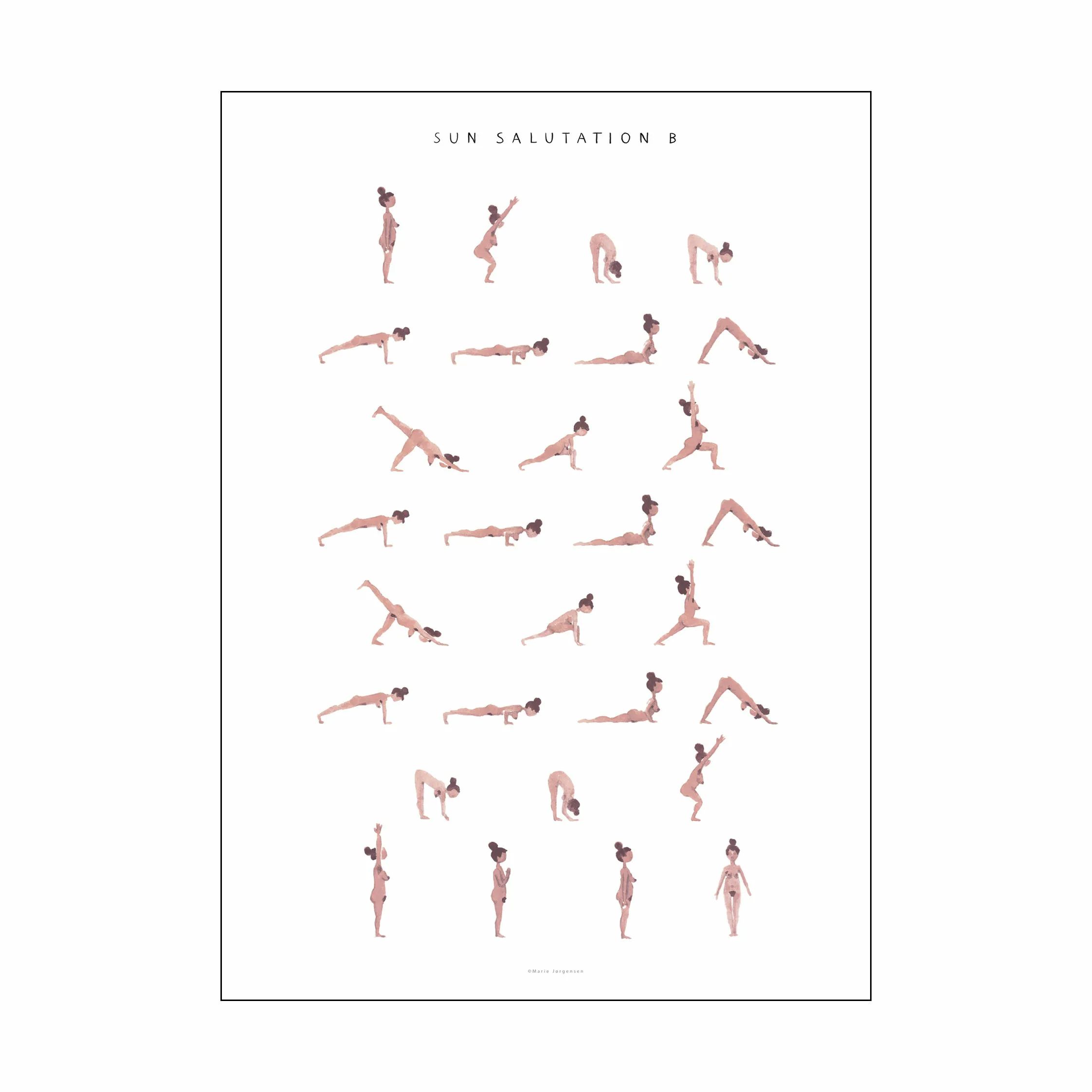 Poster&Frame Plakater plakat - Sun salutation a woman i Lyserød, B50 x L70 cm, 1