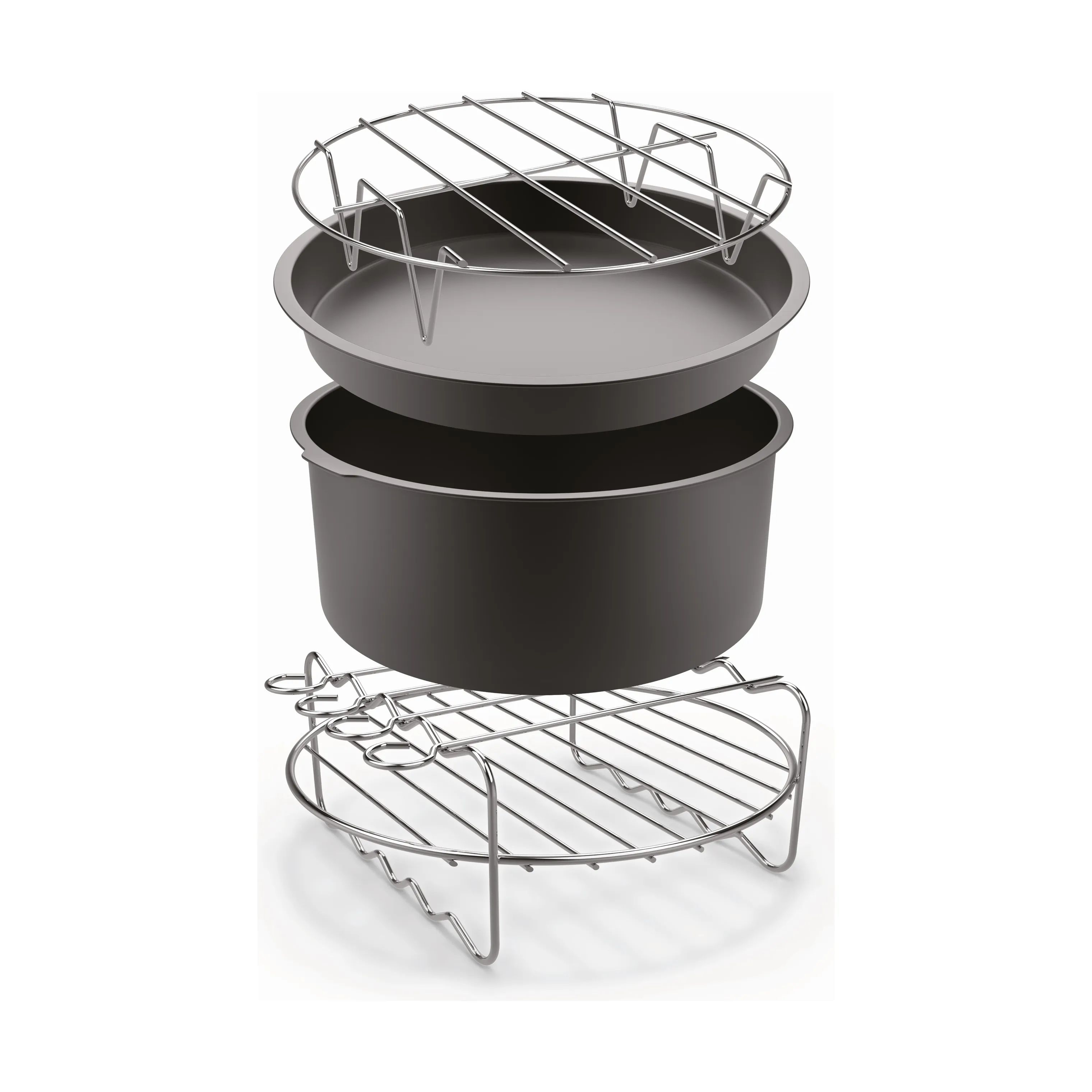 OBH Nordica Tilbehør til airfryers Airfryer tilbehørssæt XXL Easy Fry i Sølv / Sort, 1