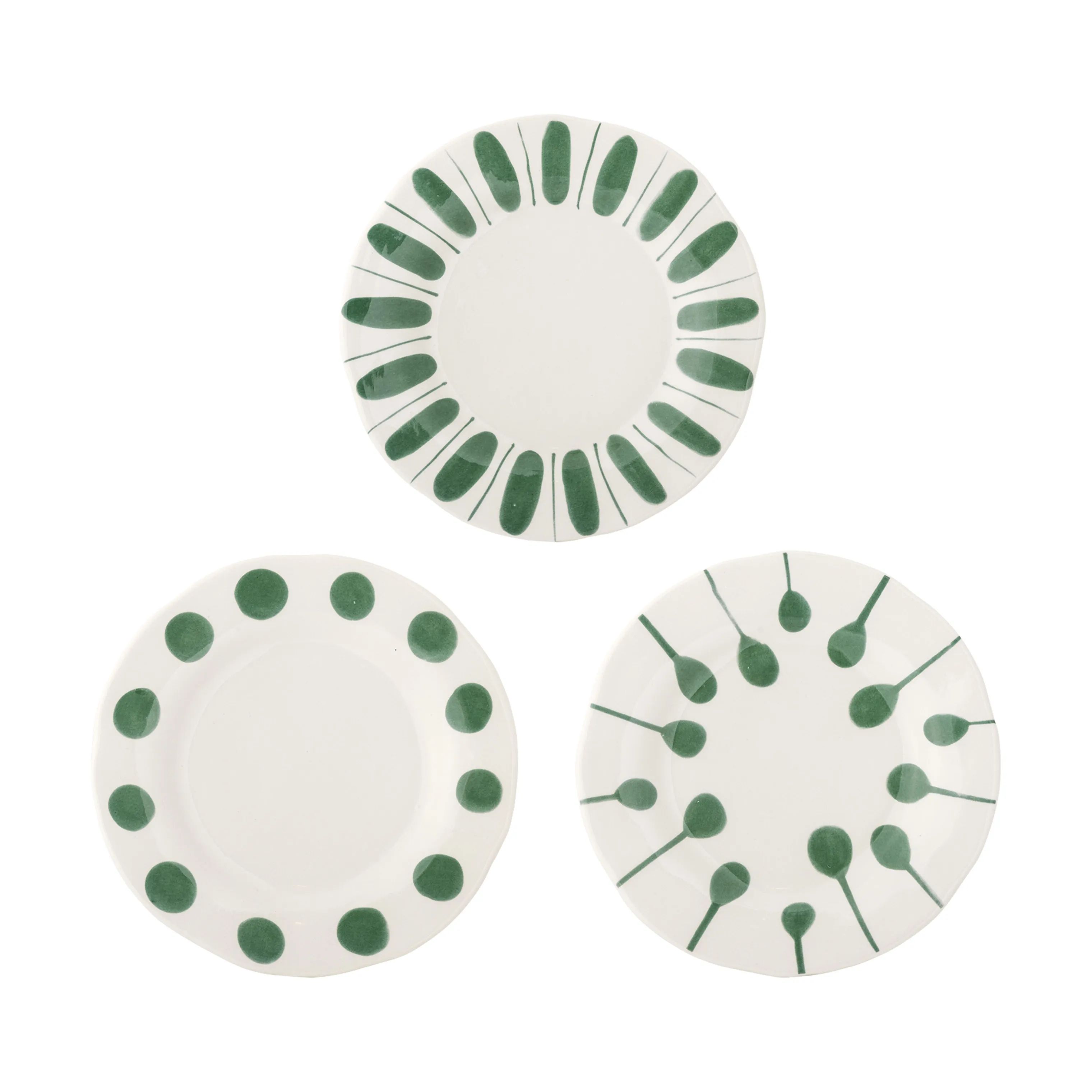Creative Collection Middagstallerkener Linora Tallerken - 3 stk. i Grøn, 22 cm, 1
