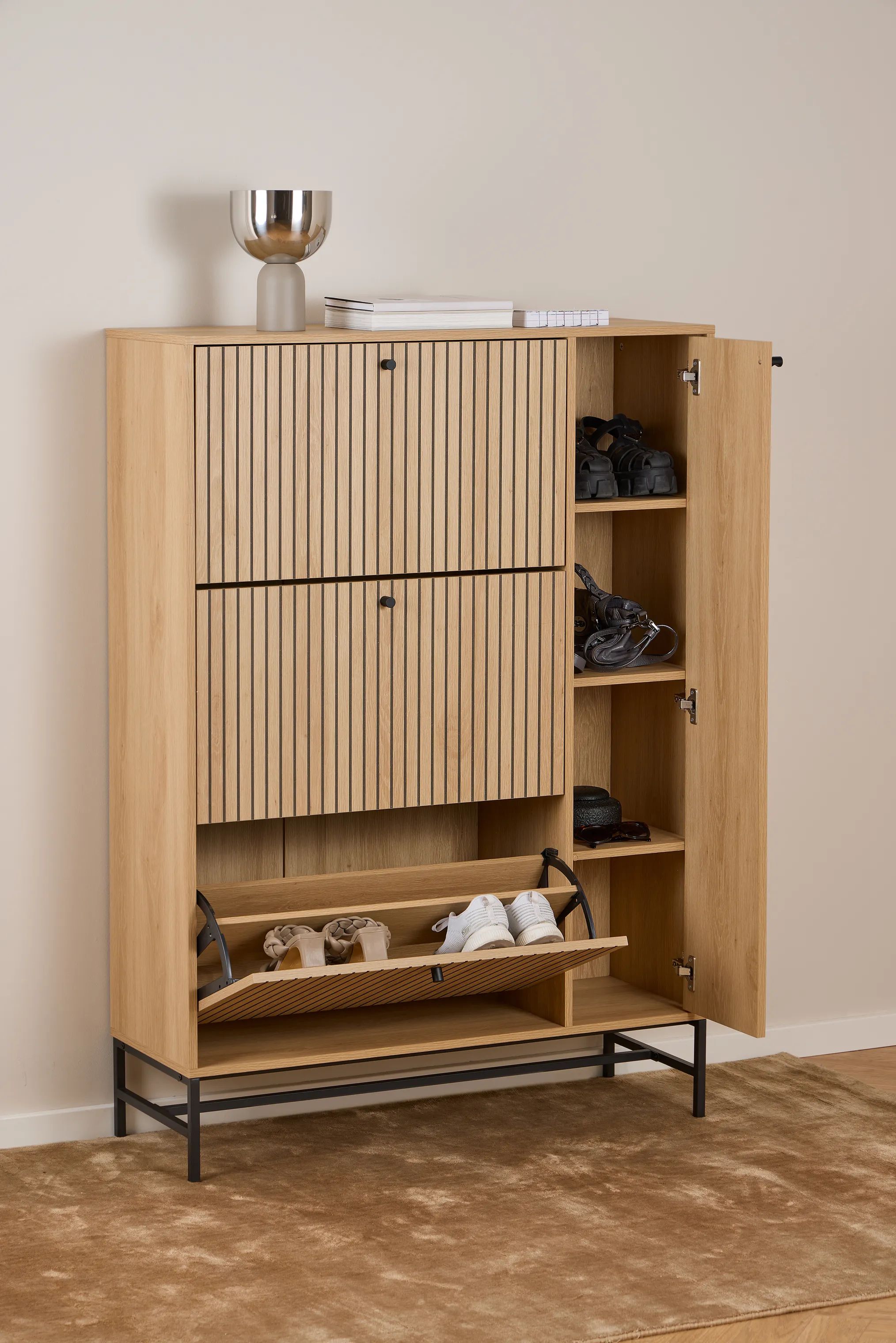 CASA Living Skabe Albany Skoskab i Natur, H140,4 x B98,7 cm, 2