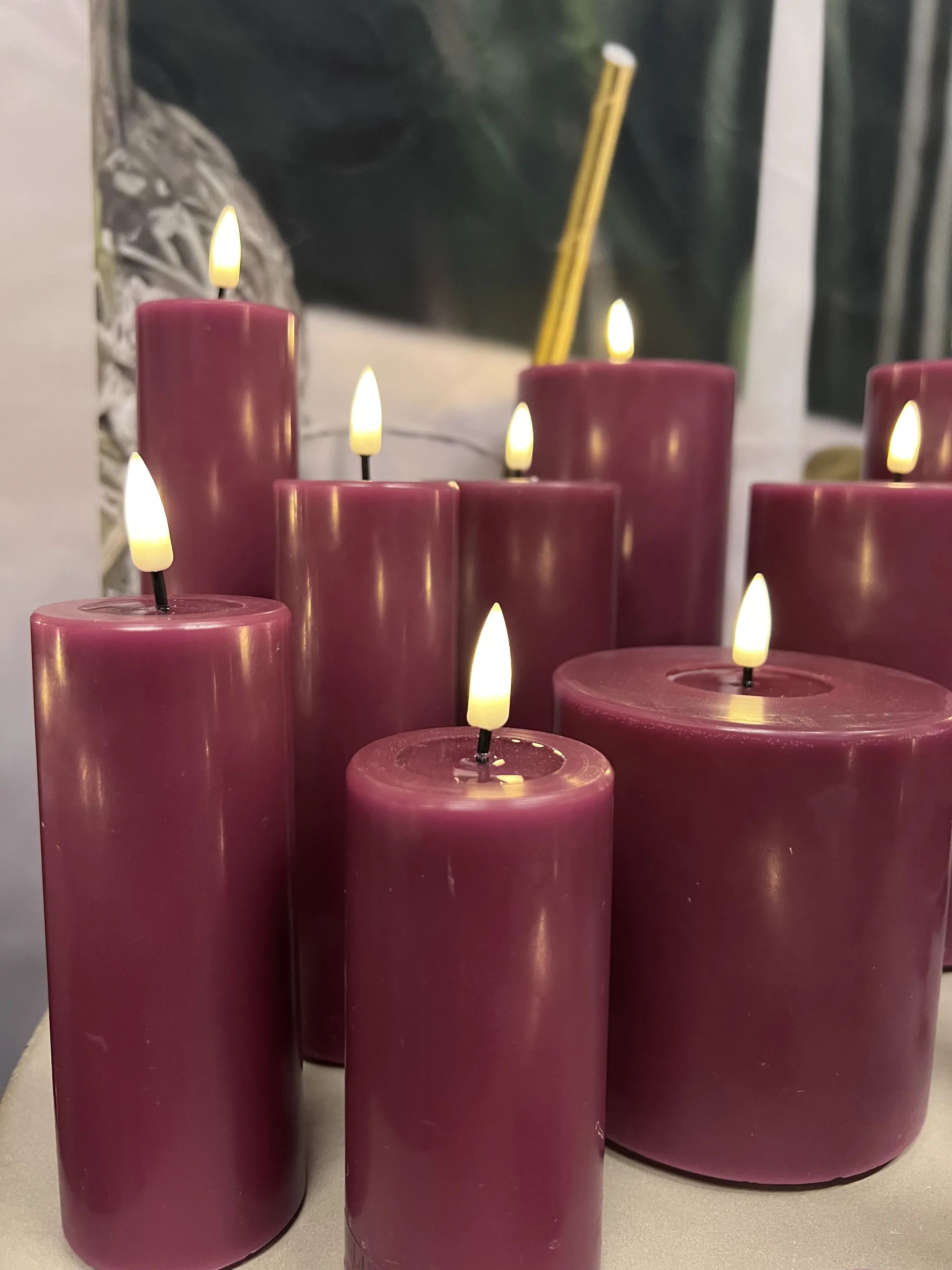 Deluxe Homeart LED-lys Real Flame LED Bloklys i Violet , 10 cm, 2