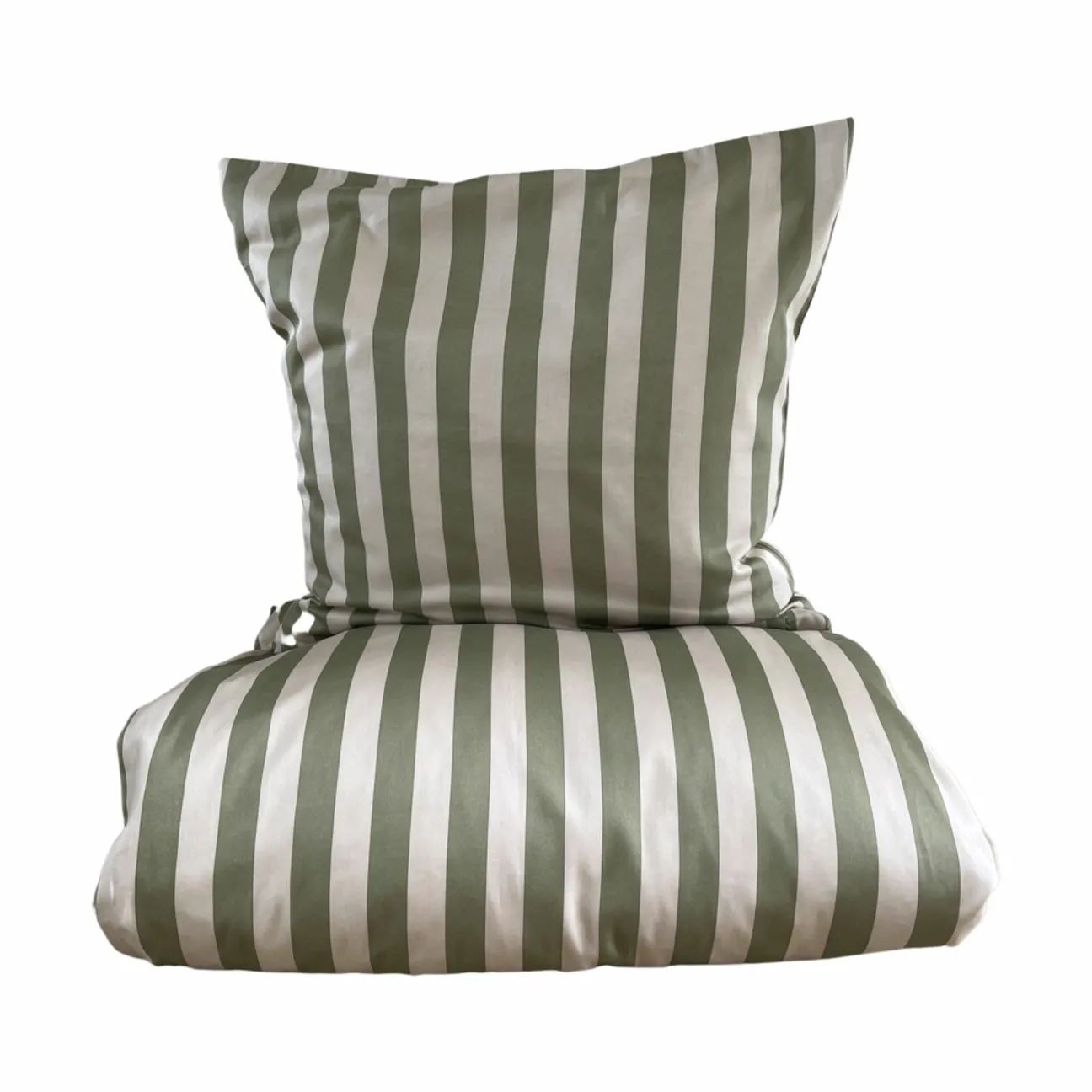 omhu Sengetøj Block strib Blok Strib Sengesæt i Dusty green, B140 x L220 cm, 1