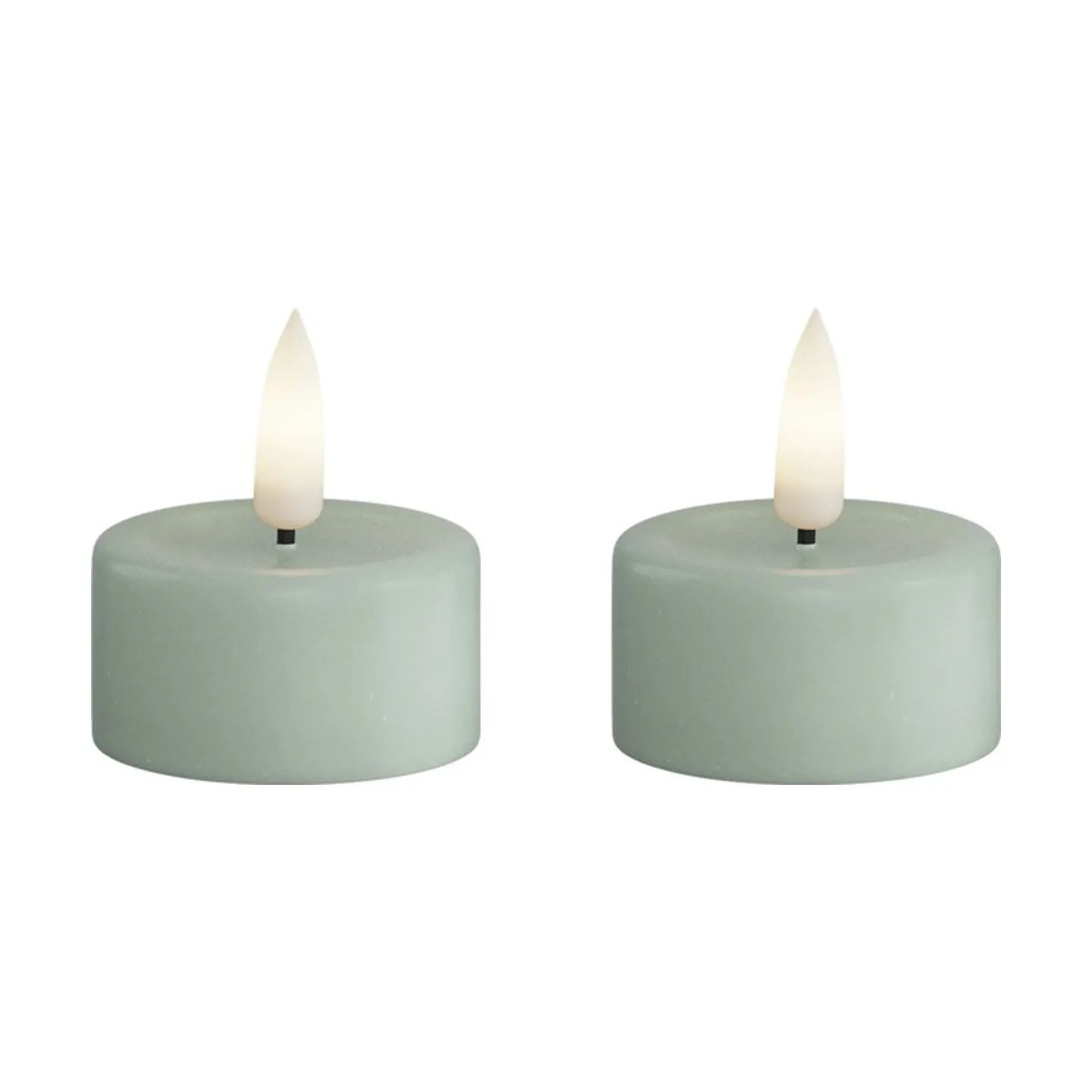 Deluxe Homeart LED-lys Real Flame LED Fyrfadslys - 2 stk. i Salvie grøn, 4 cm, 1