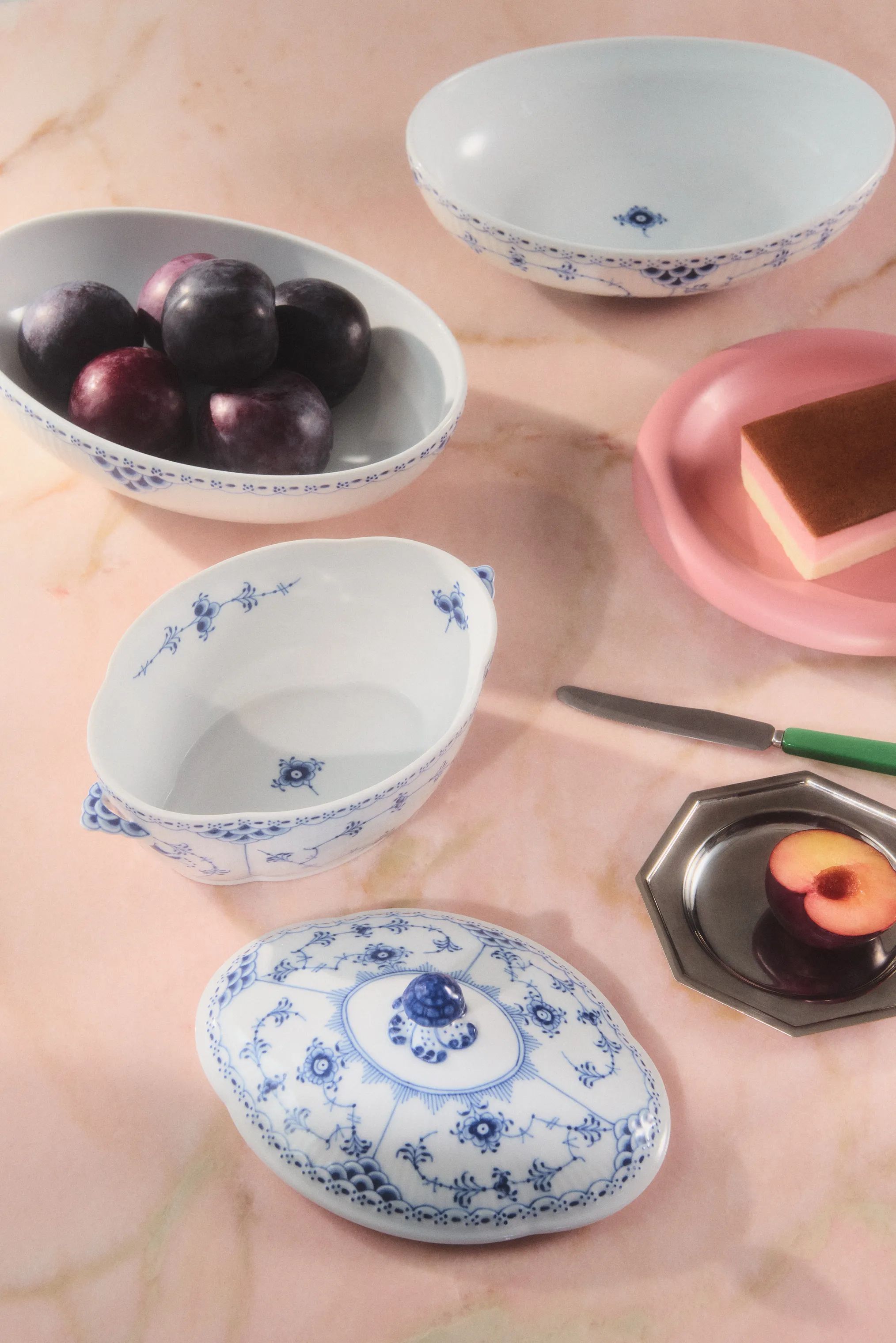 Royal Copenhagen Serveringsskåle Prinsesse Skål i Koboltblå/hvid, 3