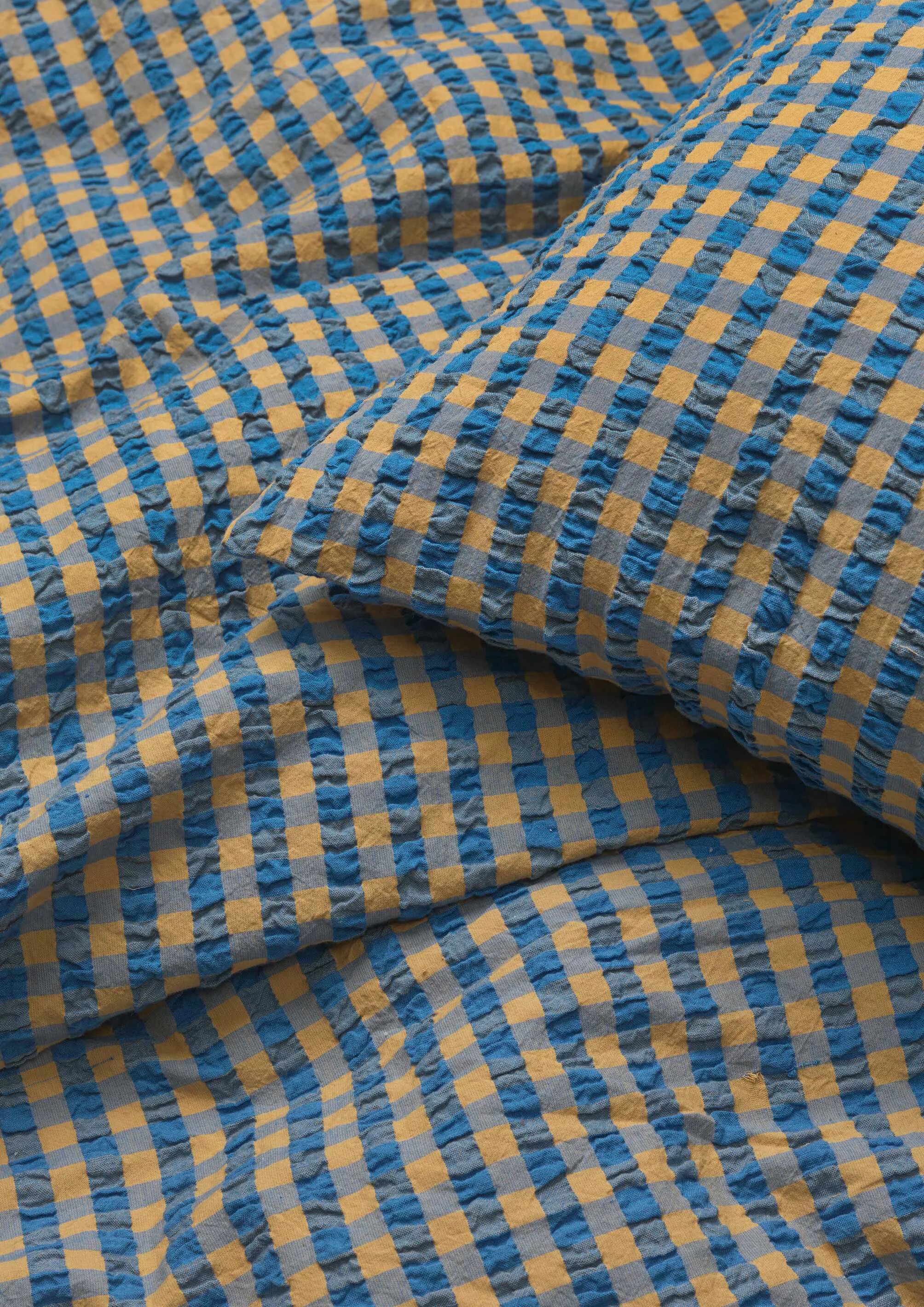 Juna Sengetøj Bæk&Bølge Sengetøj i Blå/Okker, B140 x L200 cm, 2