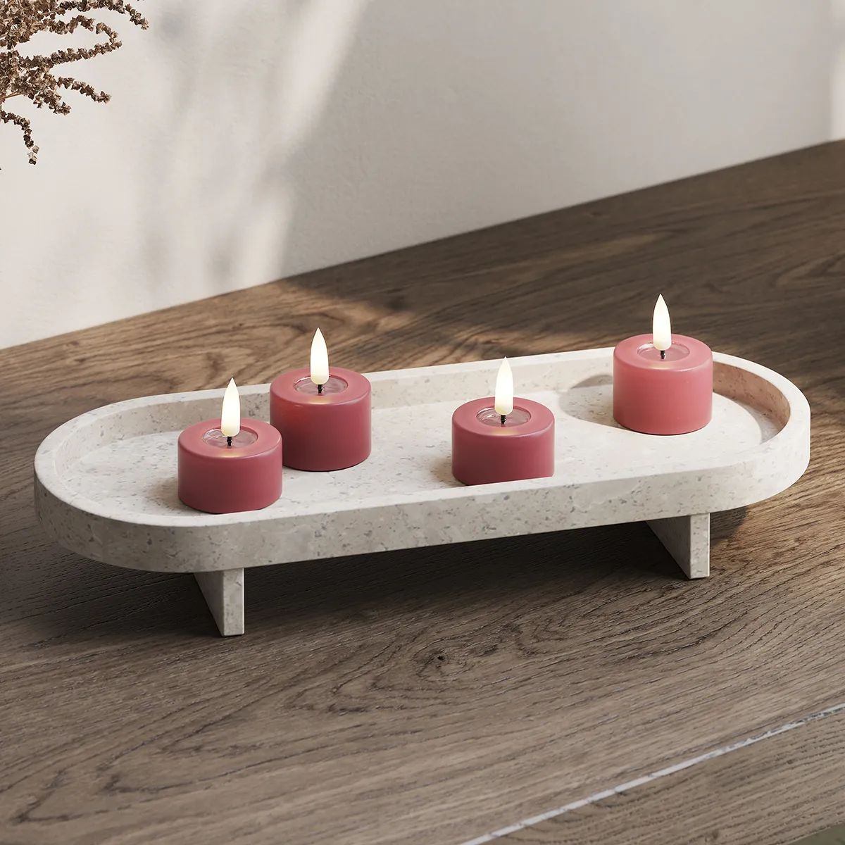 Deluxe Homeart LED-lys LED Fyrfadslys - 4 stk. i Bordeaux, 3
