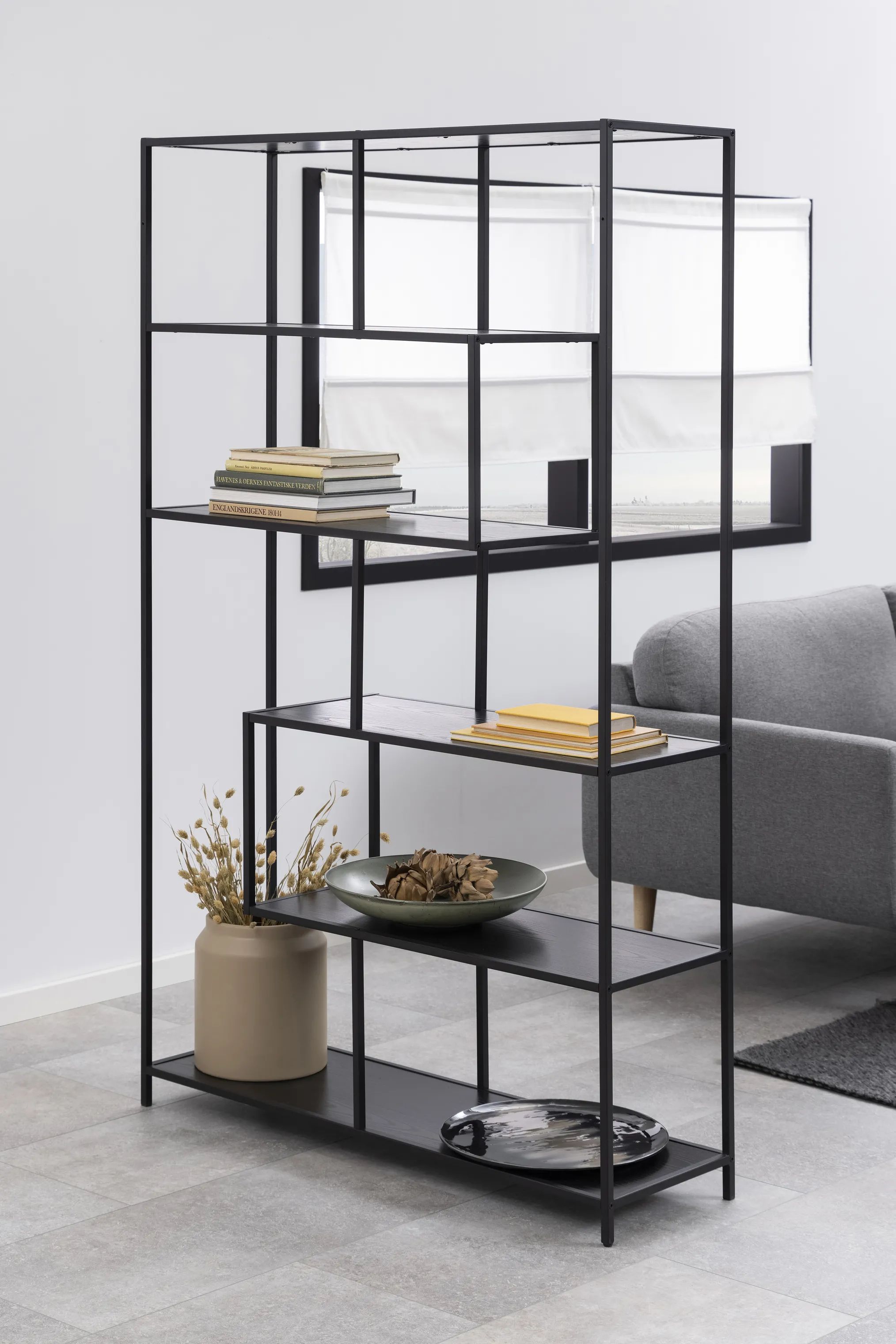 CASA Living Reoler og tilbehør Seaford Reol i Sort, 114 cm, 3