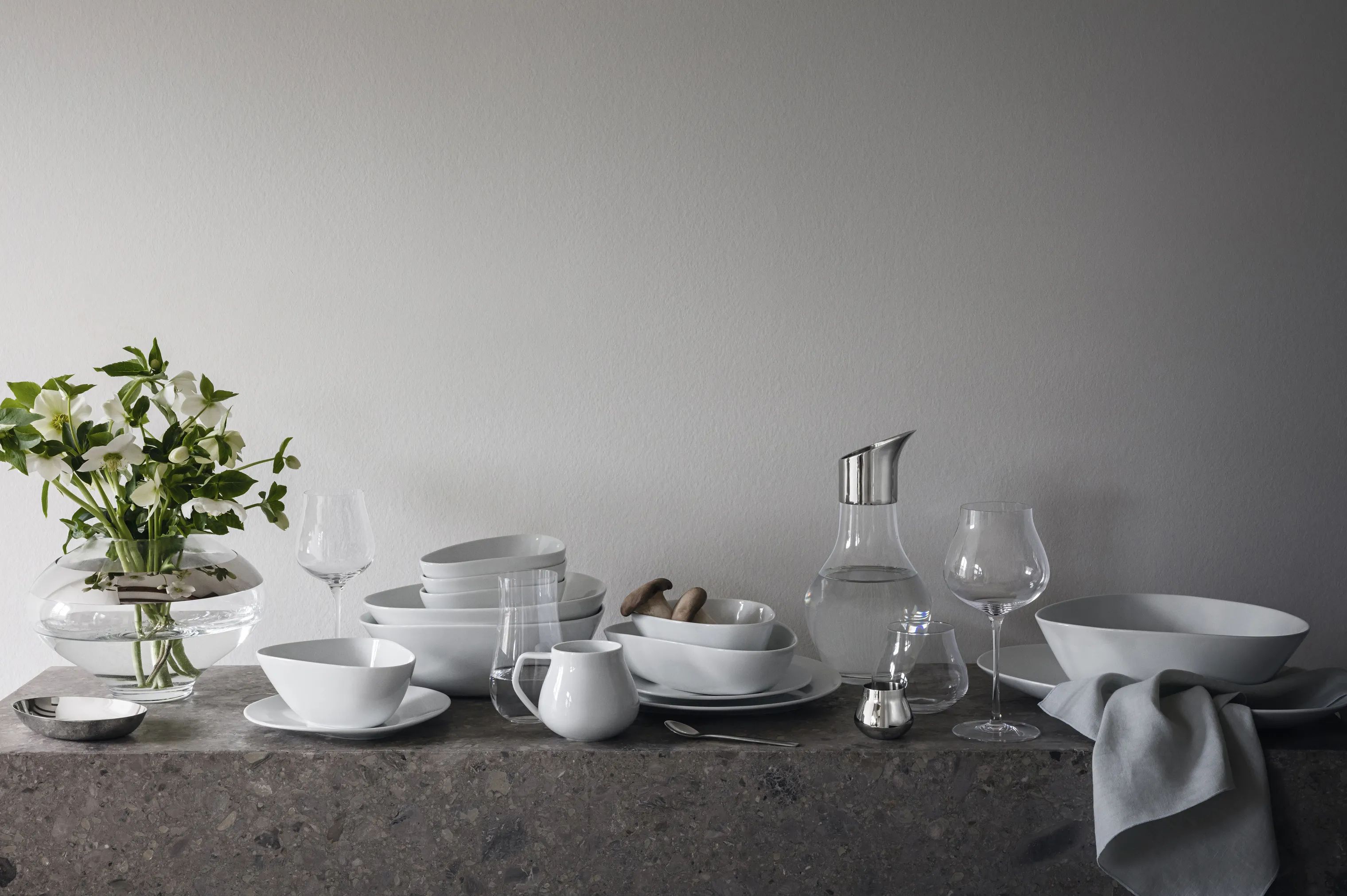 Georg Jensen Serveringsskåle Sky Skål i Hvid, 17,6 cm, 2
