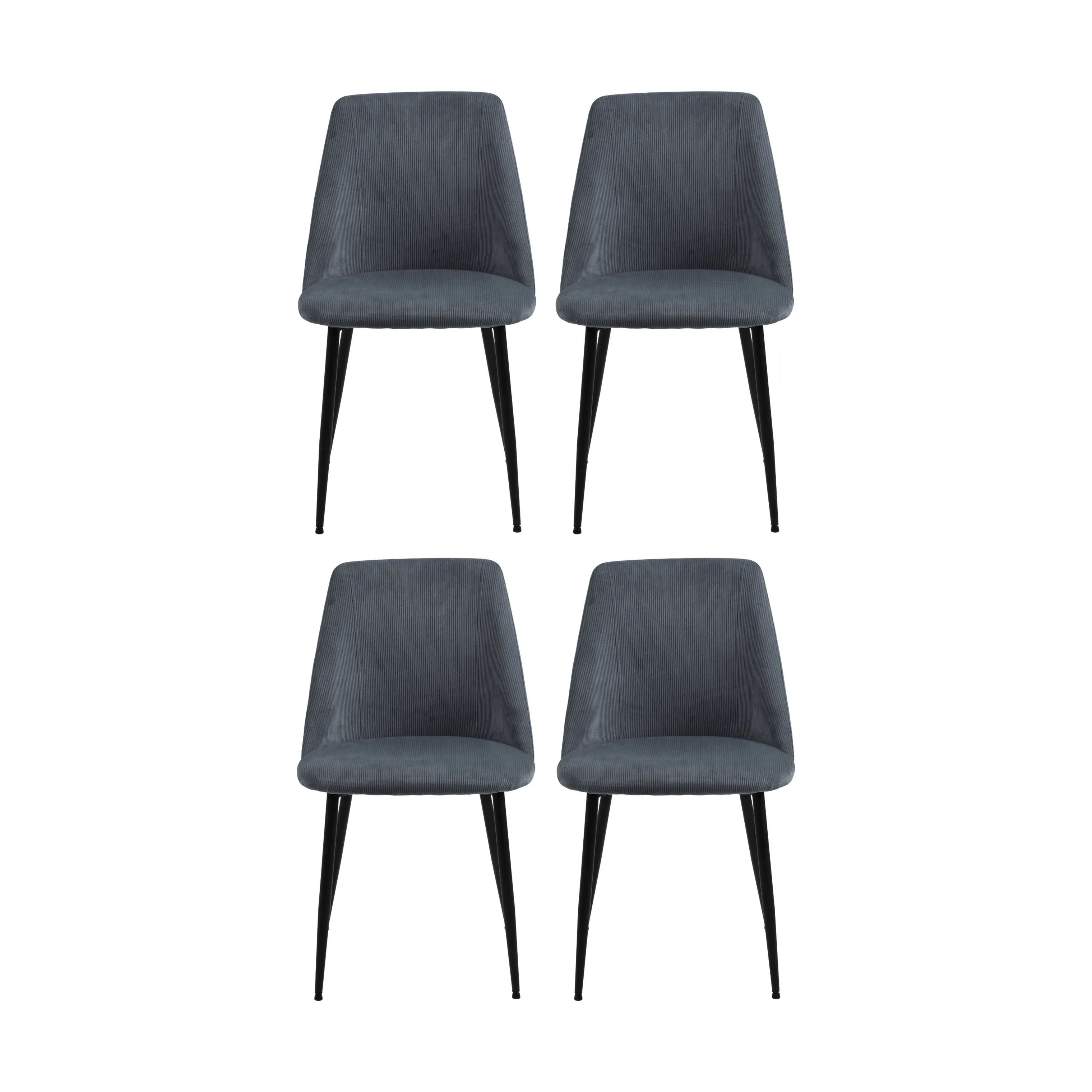 CASA Living Spisebordsstole Ines Spisebordsstol - 4 stk i grå / mat sort, 1