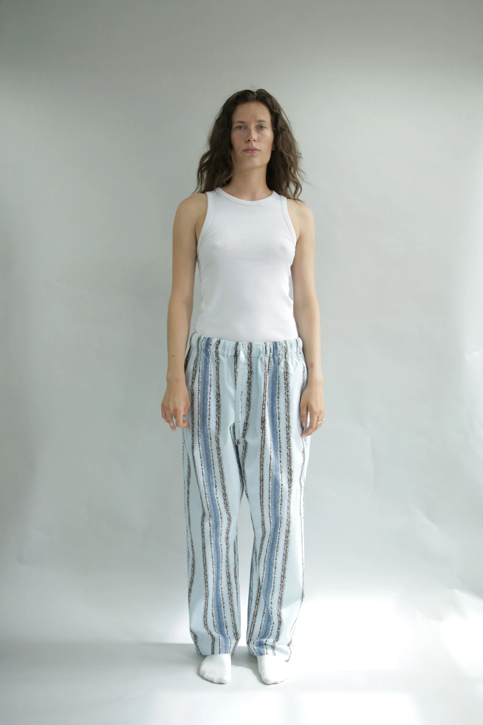 omhu x Mads Barfod Pyjamas Wave Grid Slumber Pyjamasbukser i Aqua, M/L, 5