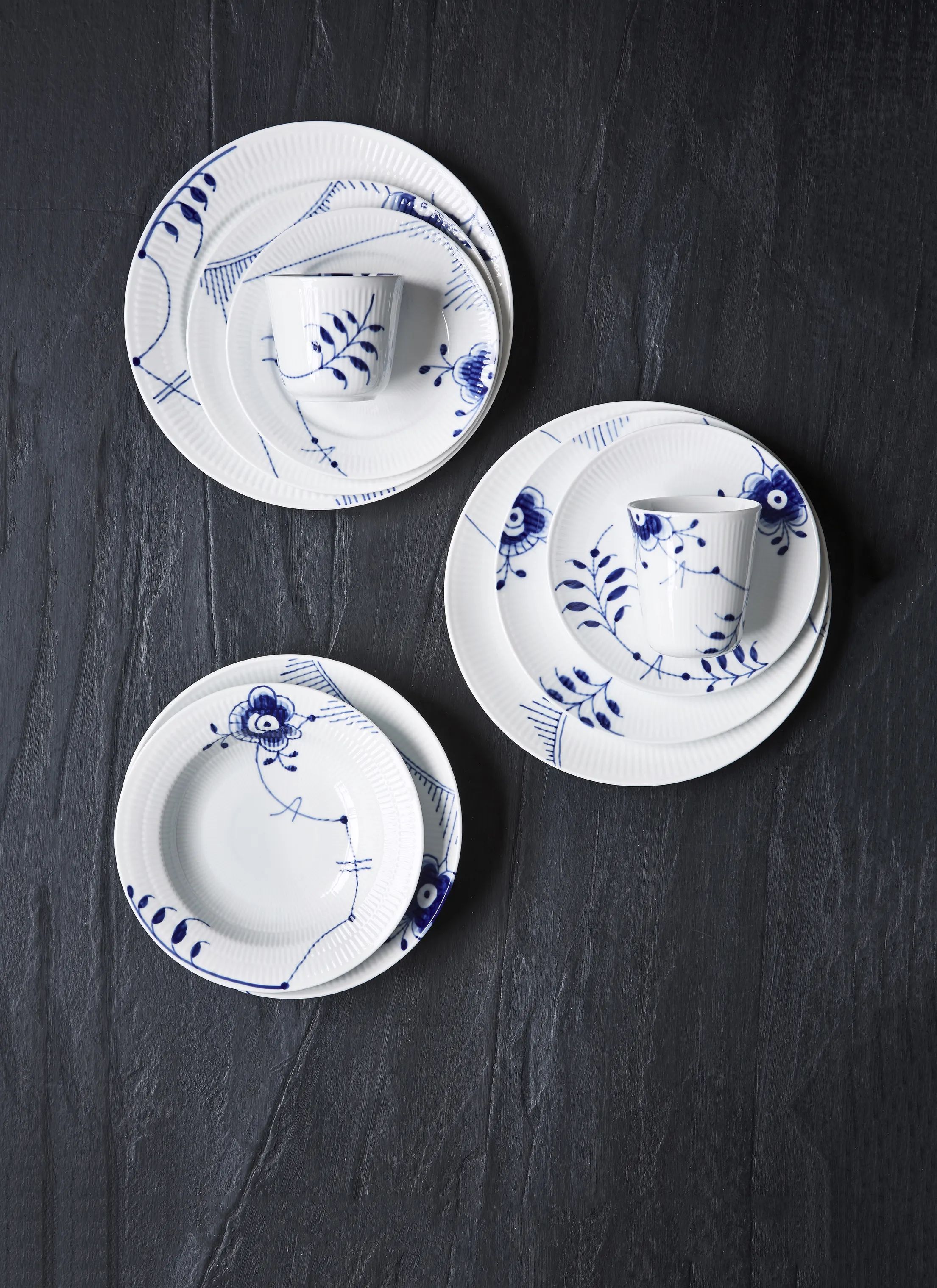 Royal Copenhagen Dybe tallerkener Blå Mega Riflet Dyb Tallerken i 21 cm, 3