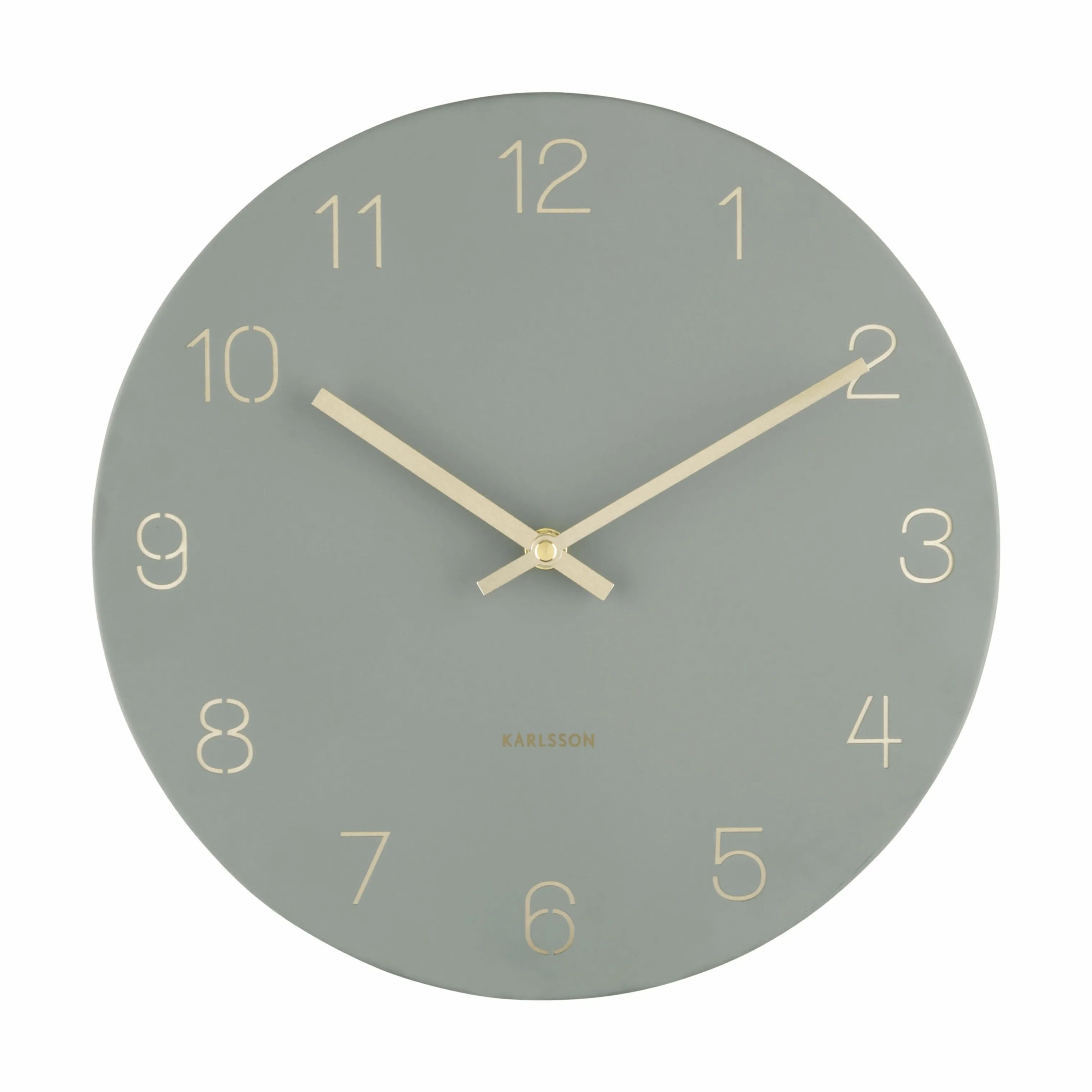Karlsson Vægure Charm Numbers Vægur i Grøn/messing, 30 cm, 1