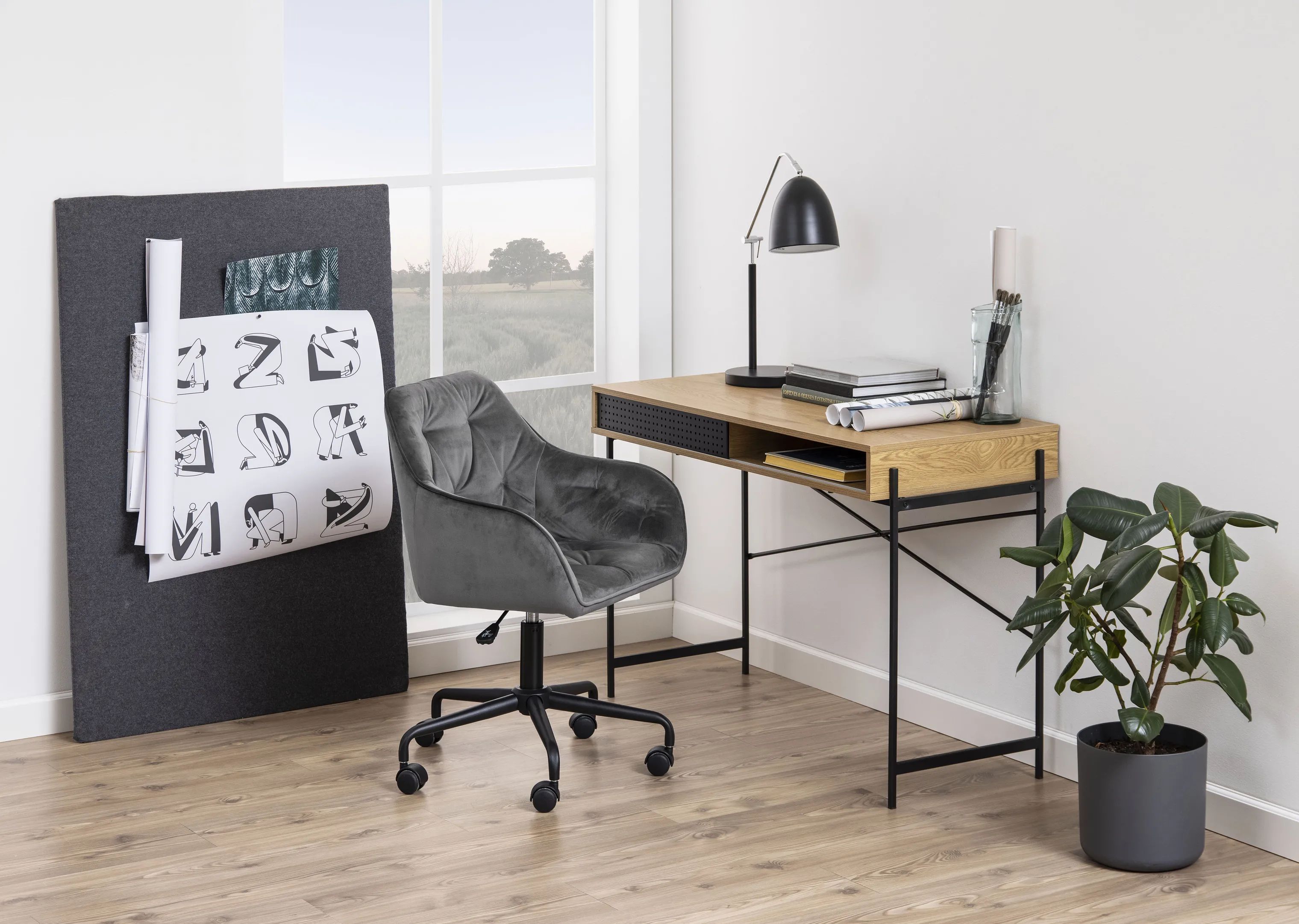 CASA Living Skrivebordsstole Brooke Skrivebordsstol i Mørkegrå/sort, 2