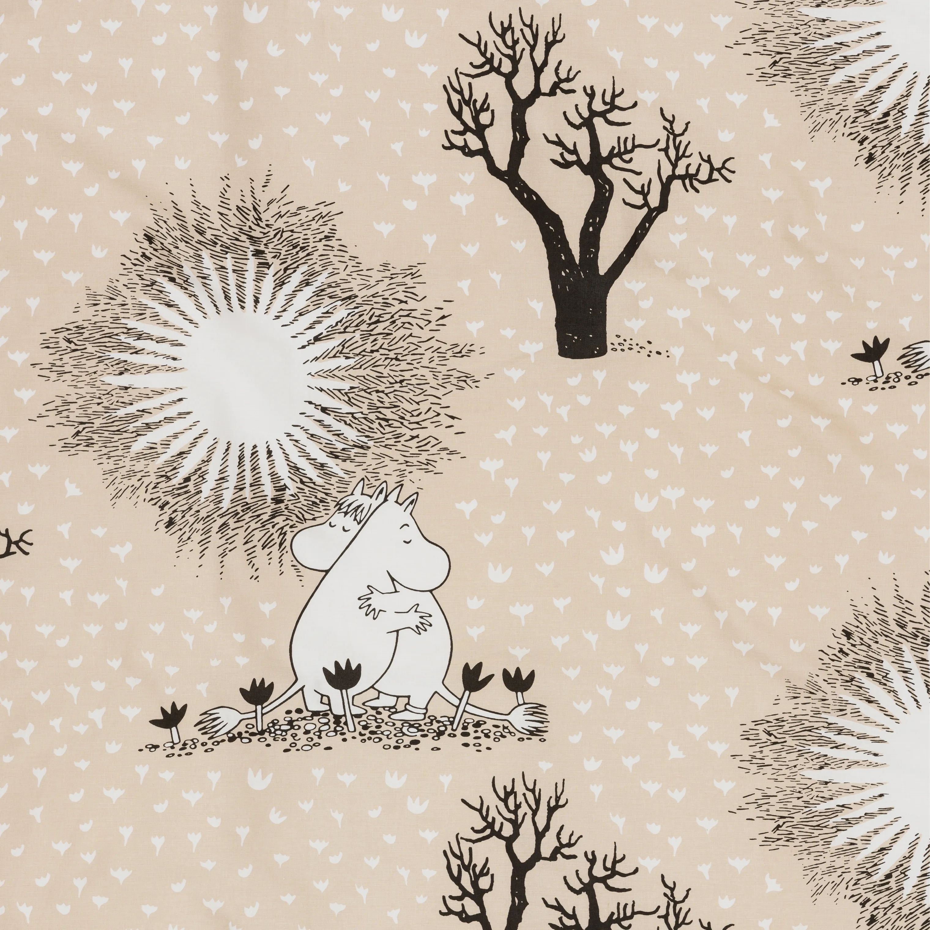 Moomin Arabia Hovedpudebetræk Kærlighed beige Love Beige Pudebetræk - Snorkfrøken og Mumitrold i B50 x L70 cm, 2