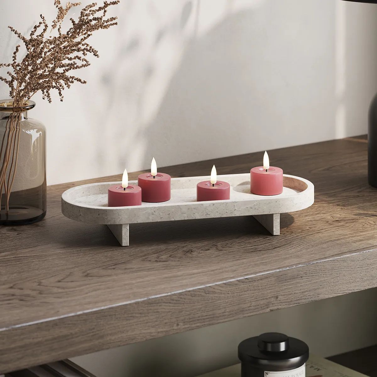 Deluxe Homeart LED-lys Real Flame LED Fyrfadslys - 2 stk. i Bordeaux , 6,1 cm, 3
