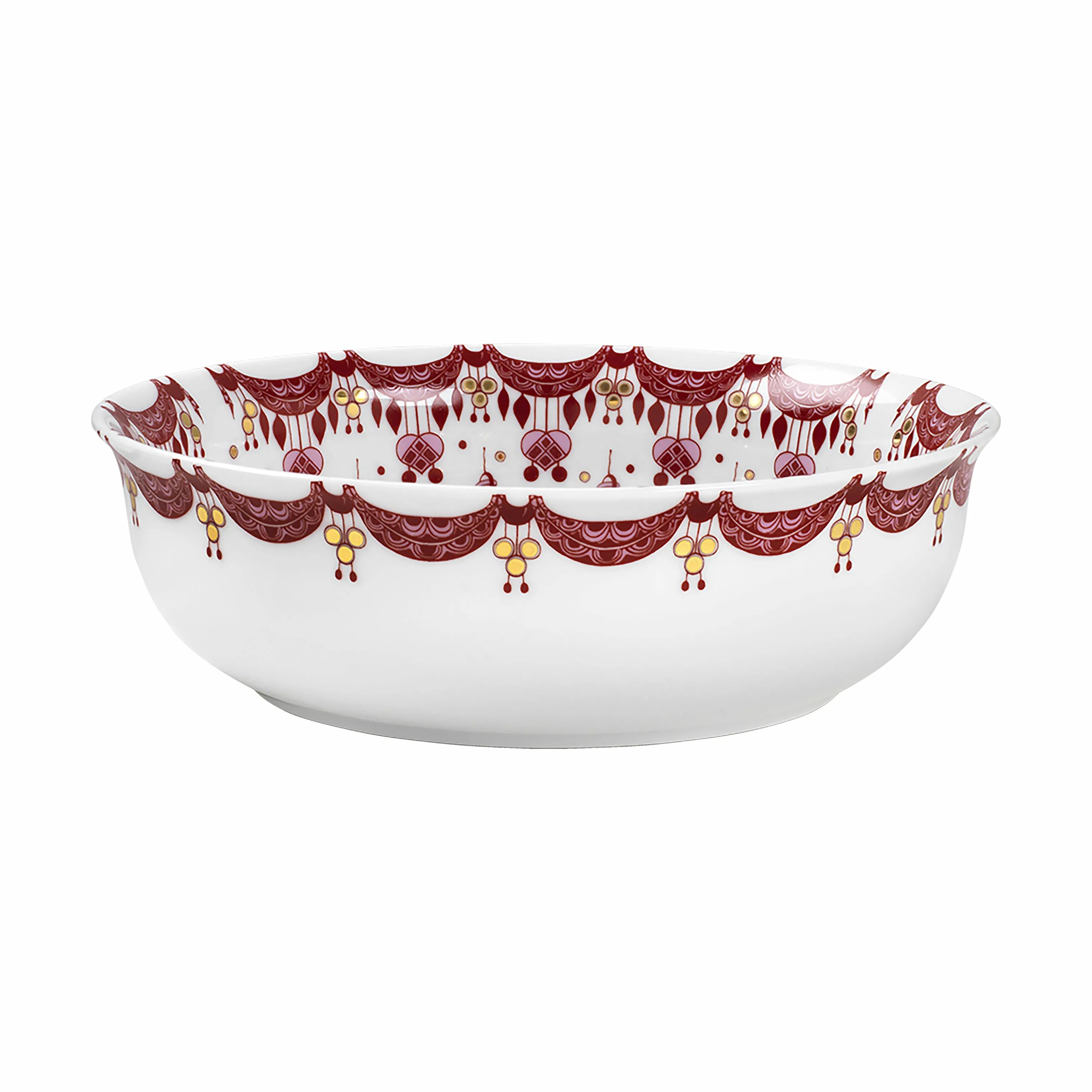 Bjørn Wiinblad Serveringsskåle Guirlande Skål i Rød/hvid/guld, 24 cm, 1