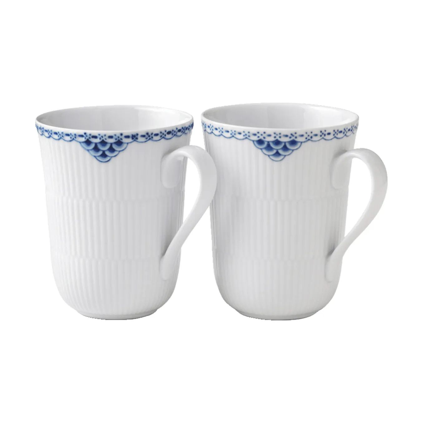 Royal Copenhagen Krus og kopper med hank Prinsesse Krus - 2 stk. i Koboltblå/hvid, 36 cl, 1