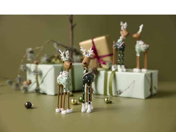 Julefigurer - Hr. og fru Rudolf - 2 stk., grøn/hvid, large