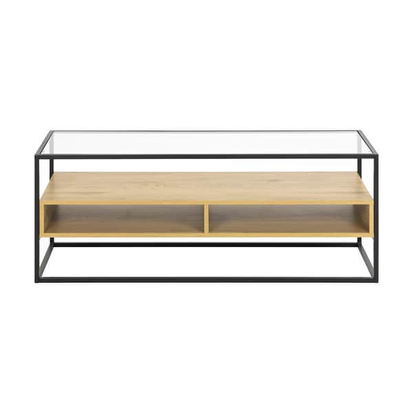 Randolf TV-bord, brun/sort/klar, large