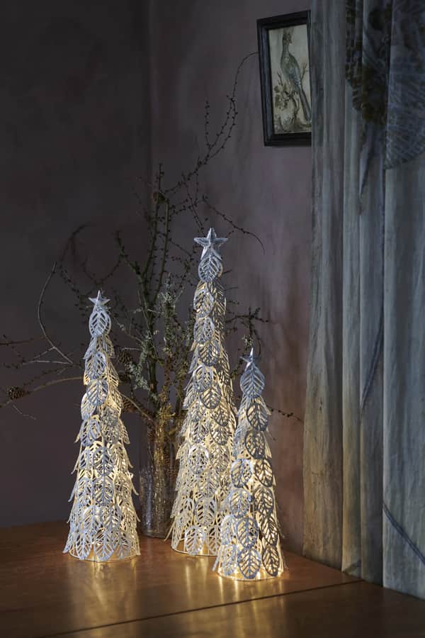 Kirstine LED Deko Juletræ, silver, large