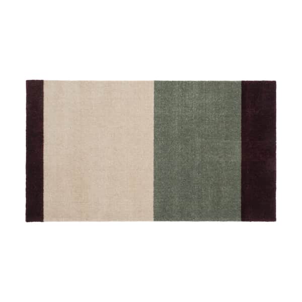 Stripes Horisontal Gulvmåtte, grøn/ivory/bordeaux, large