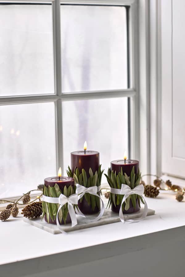 Real Flame LED Bloklys, mørk bourgogne, large