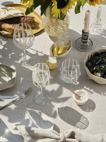 Stripe Drikkeglas, hvid/klar, large