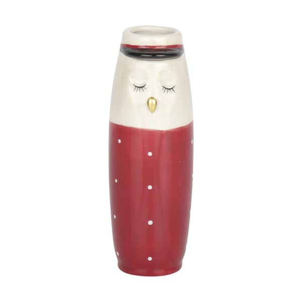 Vase Ugle m. hue, rød, large