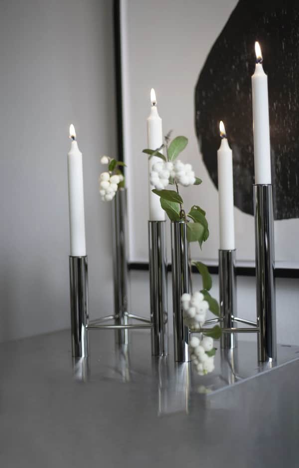 VISTA Vase og lysestage, blank stål, large