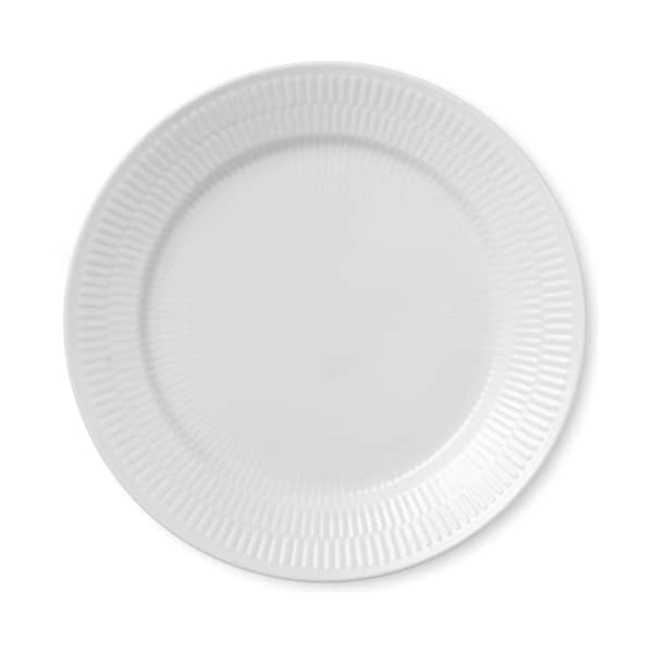 Hvid Riflet Tallerken, hvid, large