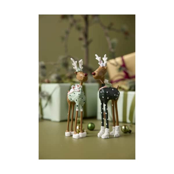 Julefigurer - Hr. og fru Rudolf - 2 stk., grøn/hvid, large